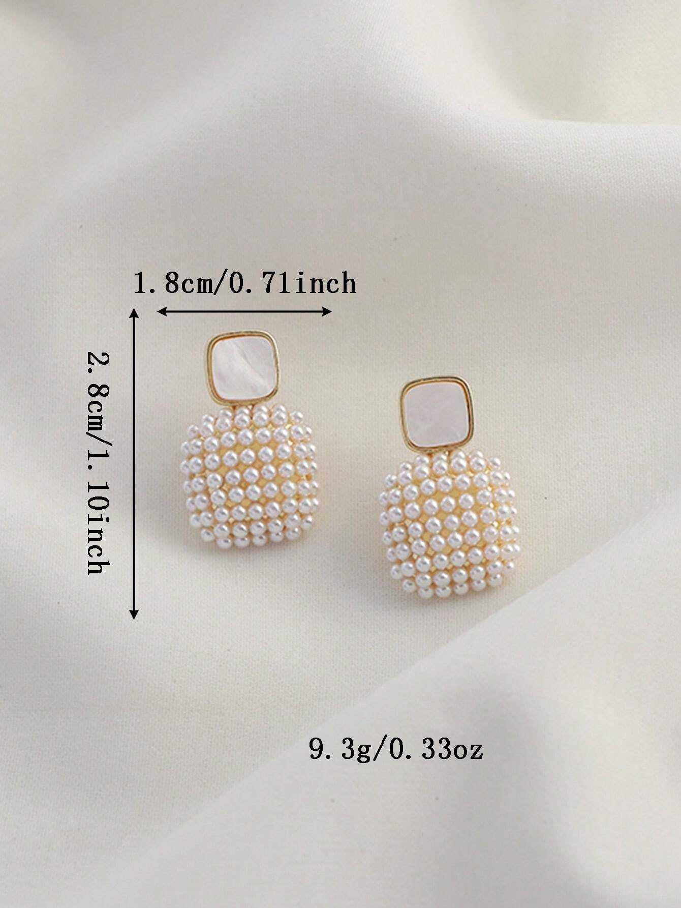 Rhinestone Decor Geometric Drop Earrings