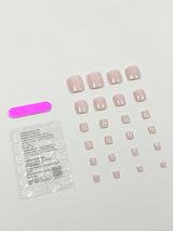 Transform Your Nails with 24Pcs Medium Square Glitter Ombre Fake Toenail & 1Pc Nail File & 1Sheet Tape