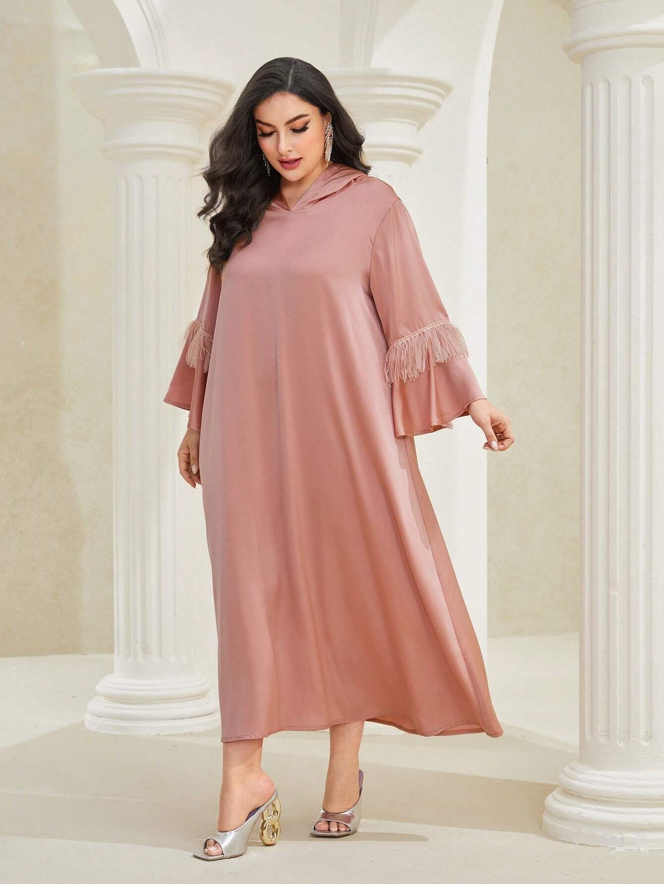 Najma plus Flounce Sleeve Hooded Dress
