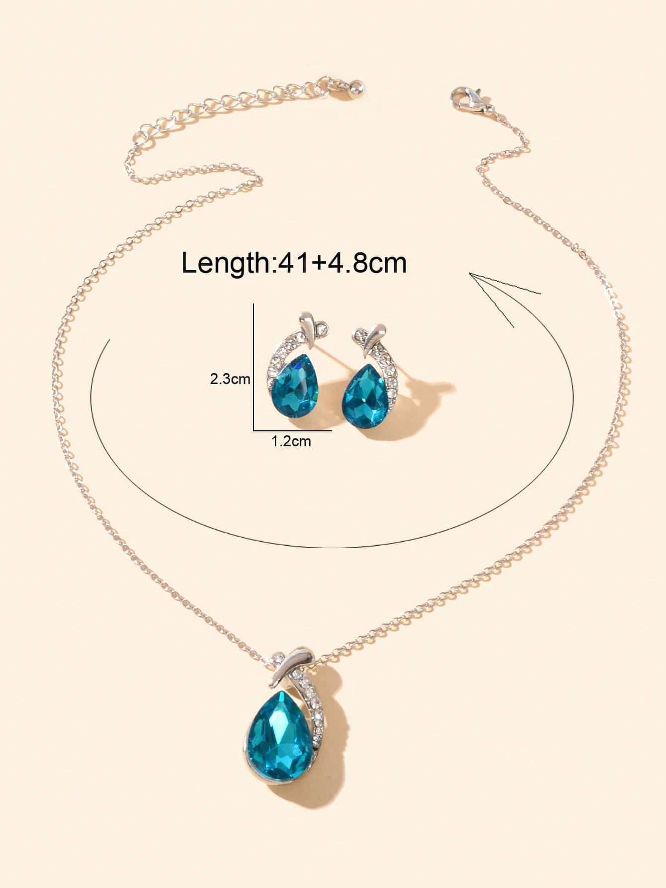 3Pcs/Set Glamorous Cubic Zirconia Water-Drop Decor Jewelry Set for Women for Daily Decoration