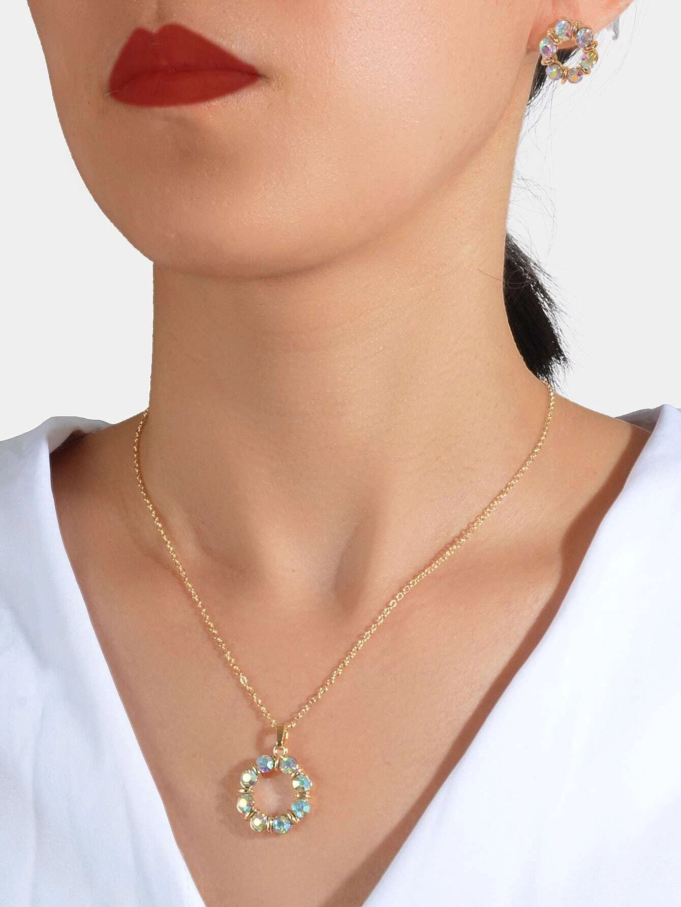 3Pcs/Set Glamorous Cubic Zirconia Water-Drop Decor Jewelry Set for Women for Daily Decoration