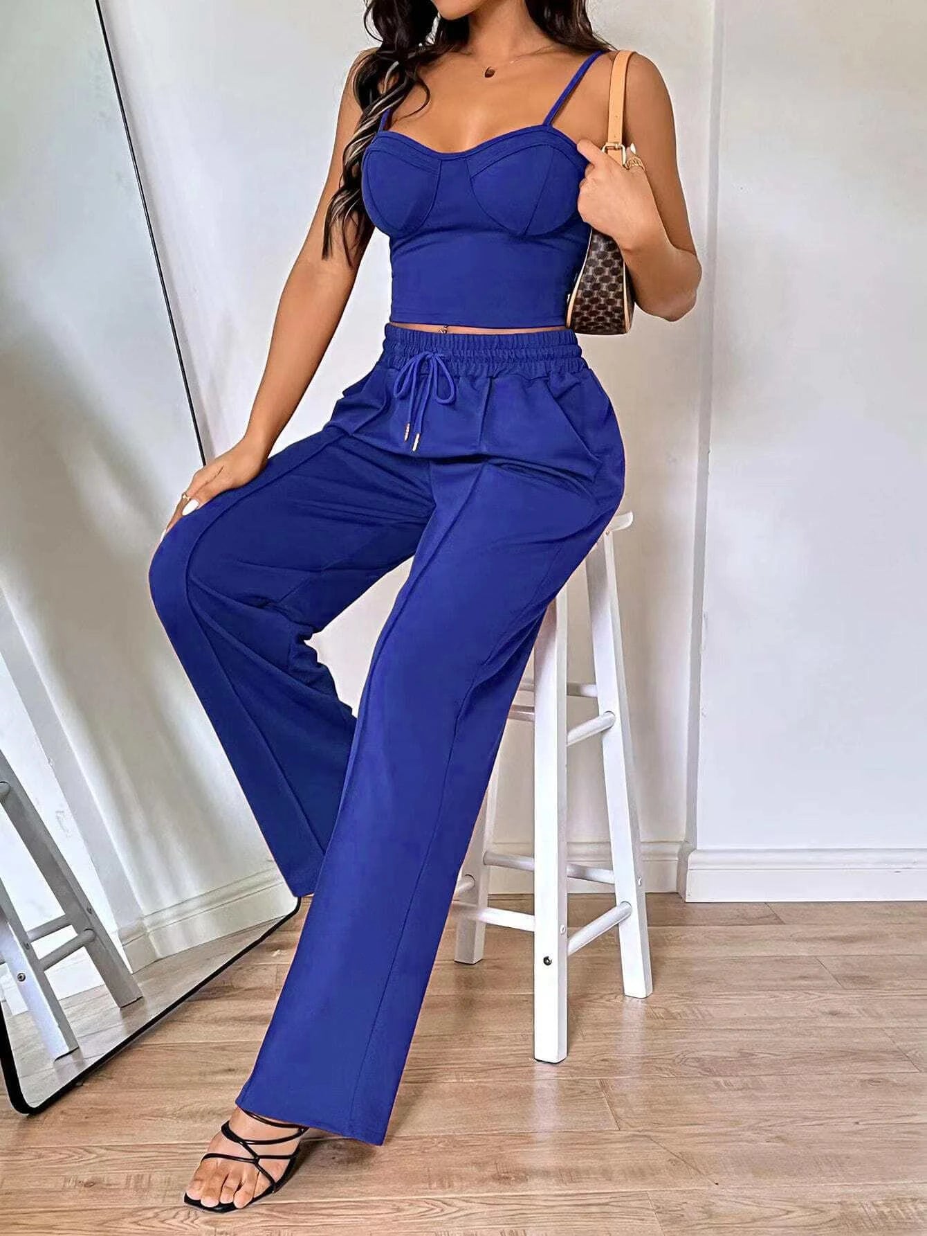 LUNE Solid Cami Top & Drawstring Waist Pants