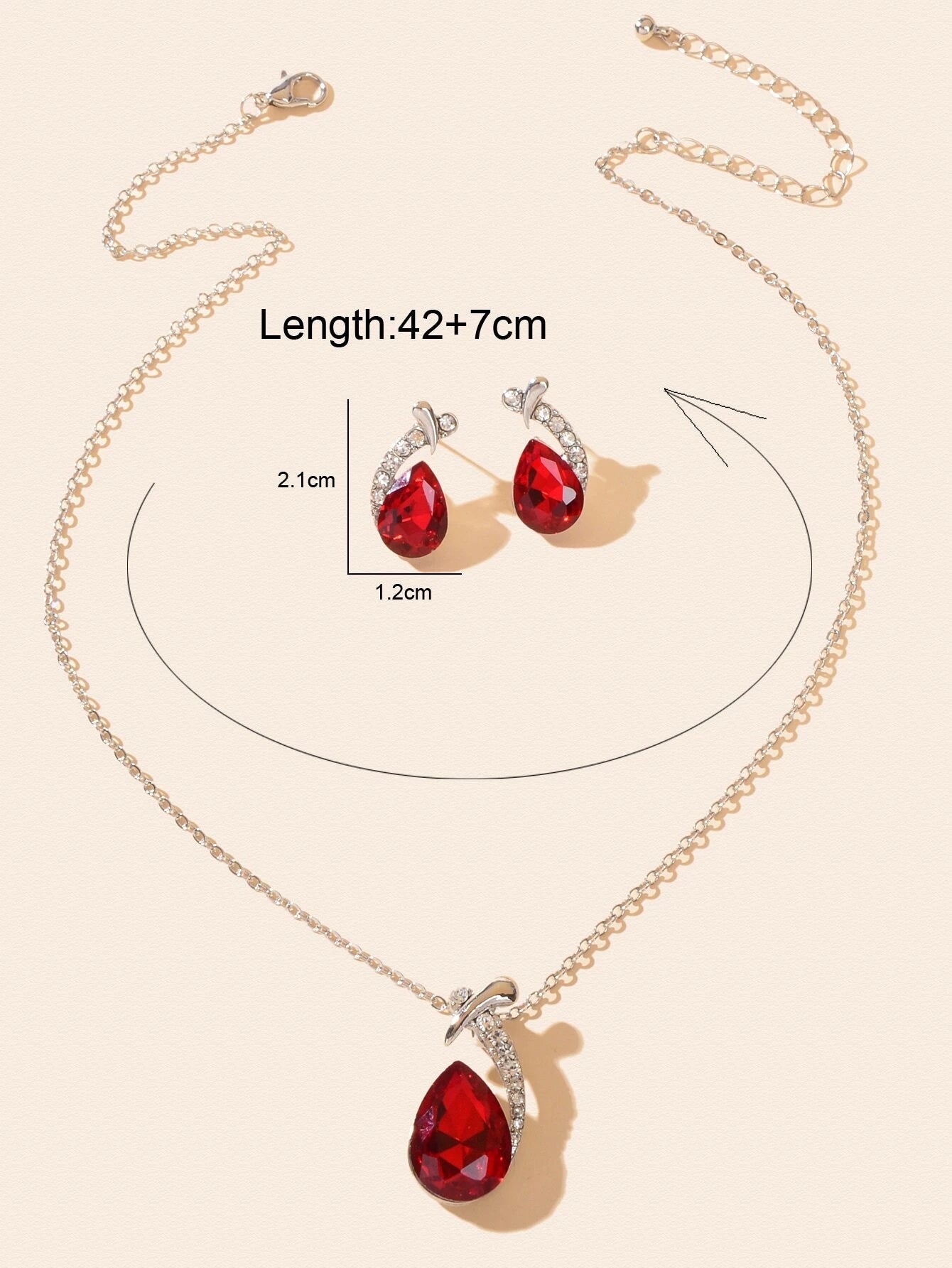 3Pcs/Set Glamorous Cubic Zirconia Water-Drop Decor Jewelry Set for Women for Daily Decoration
