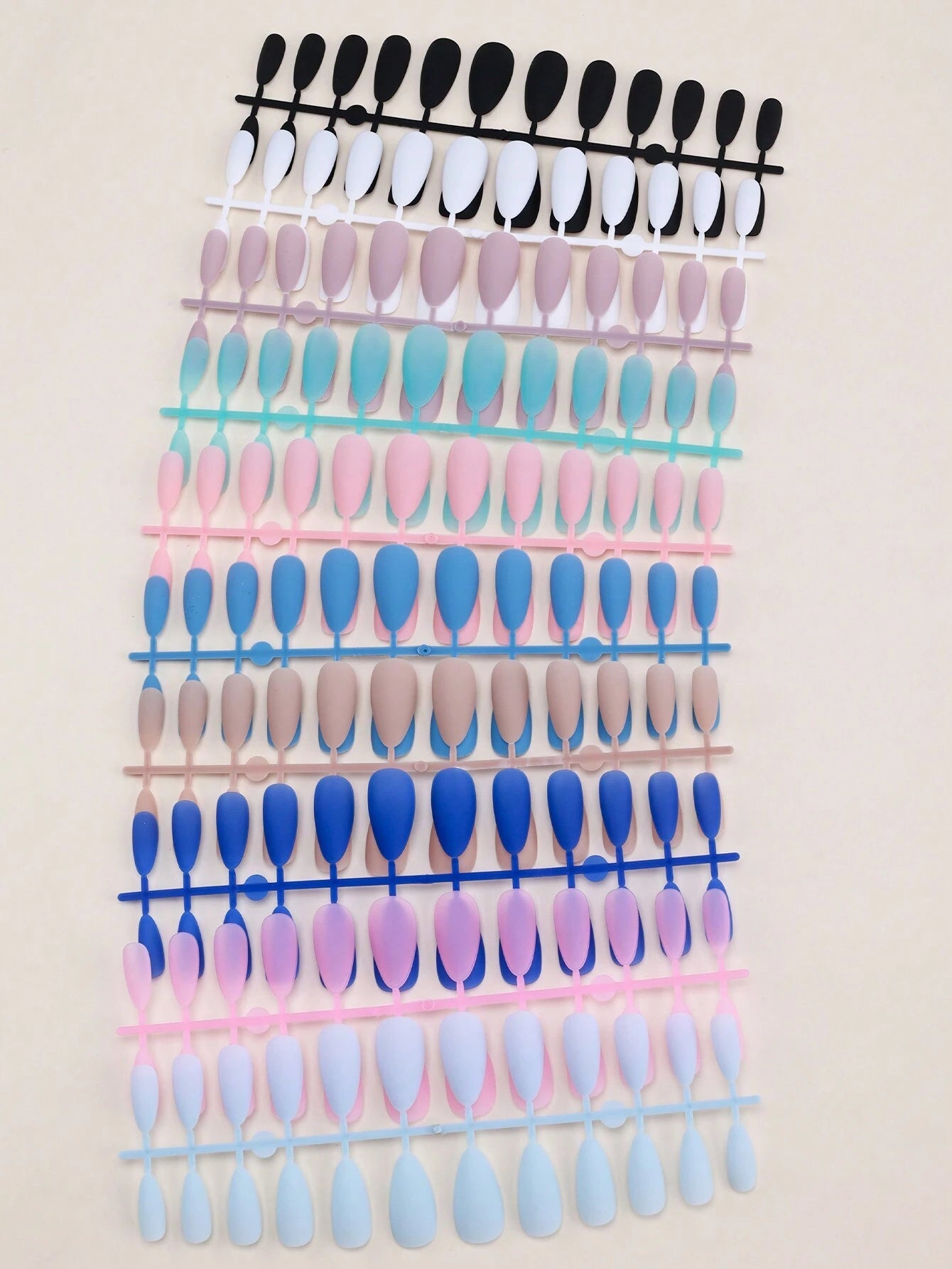 Get Glamorous with 192Pcs Long Coffin Multicolor Ombre Fake Nail