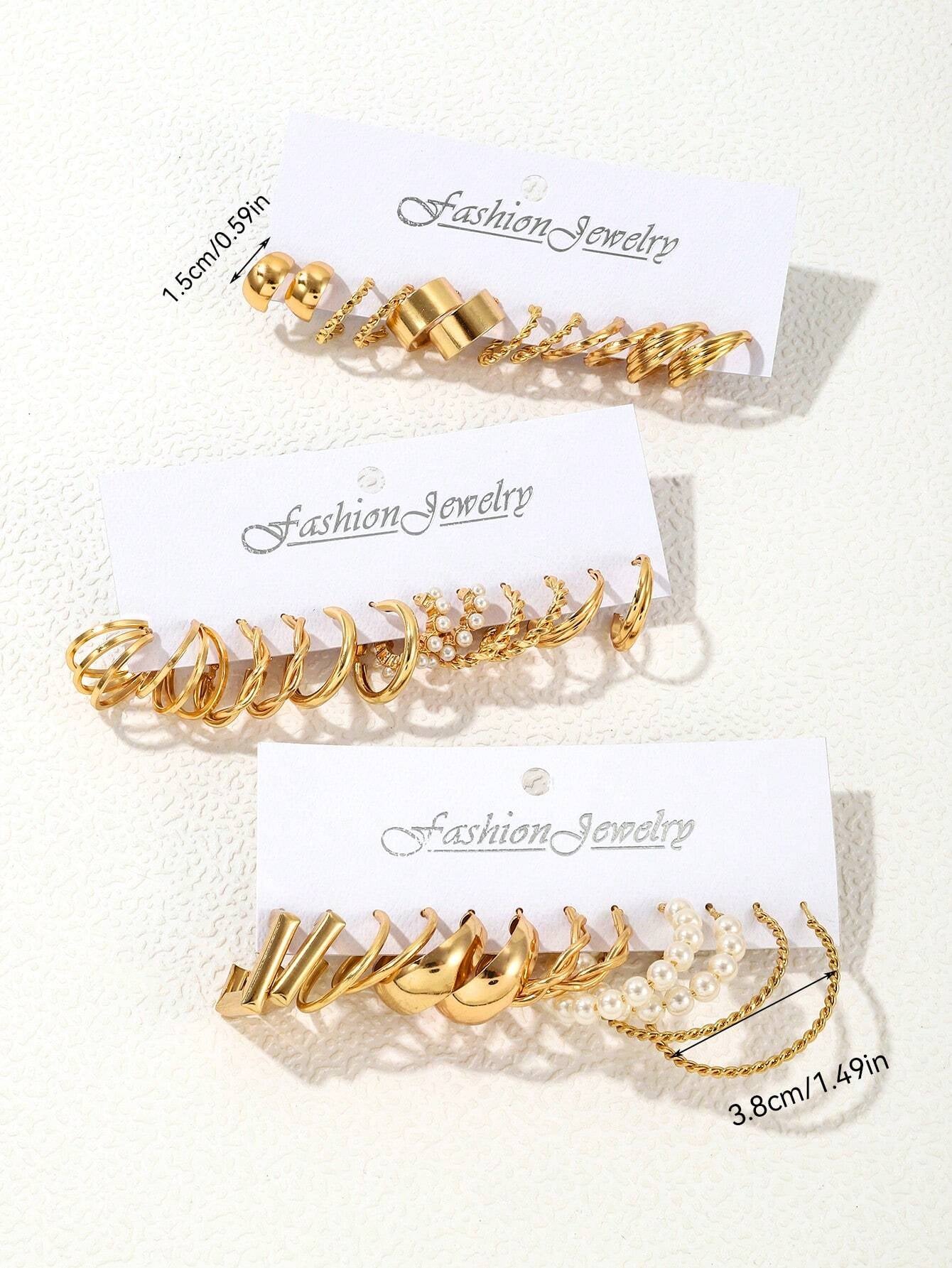 48 Piece Set of Creative, Fashionable, Caring, Water Droplet Shaped Imitation Faux Pearls with Multiple Elements, Women'S Earrings Set, Party, Couple, Holiday Jewelry, Jewelry Gifts