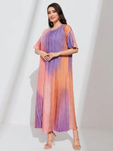 Mulvari Ombre Print Lettuce Trim Dress