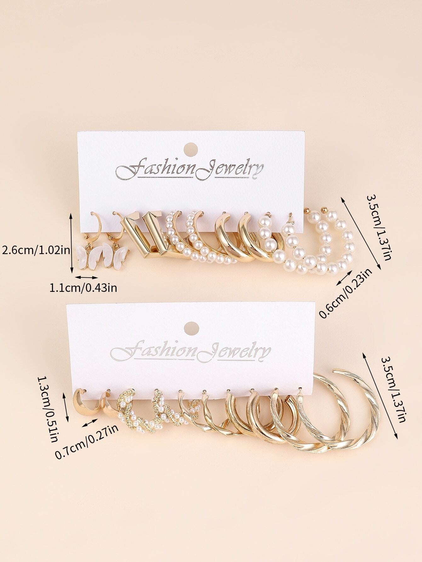 10Pairs Butterfly & Faux Pearl Decor Earrings