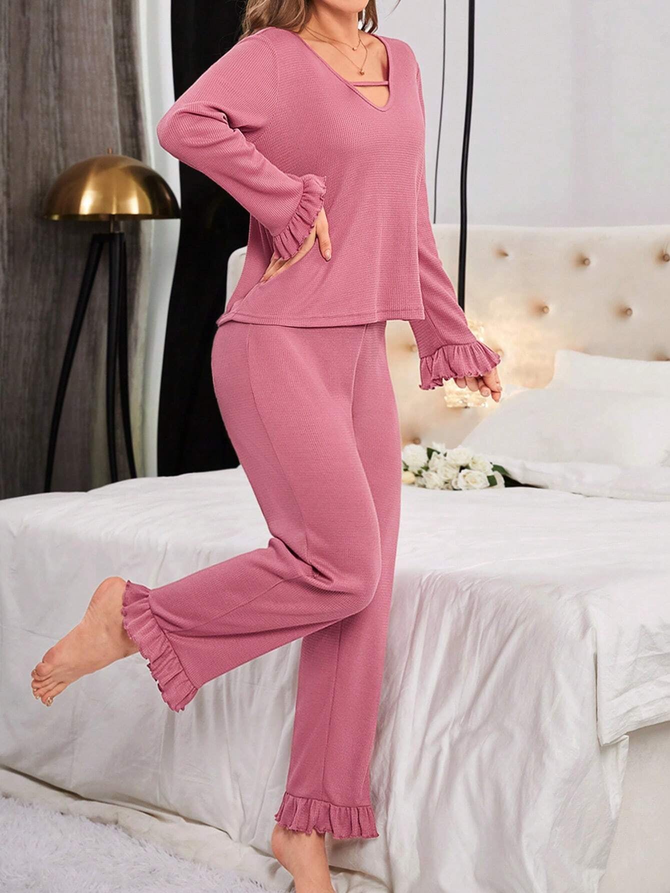 Women'S Solid Color Home Clothing Set