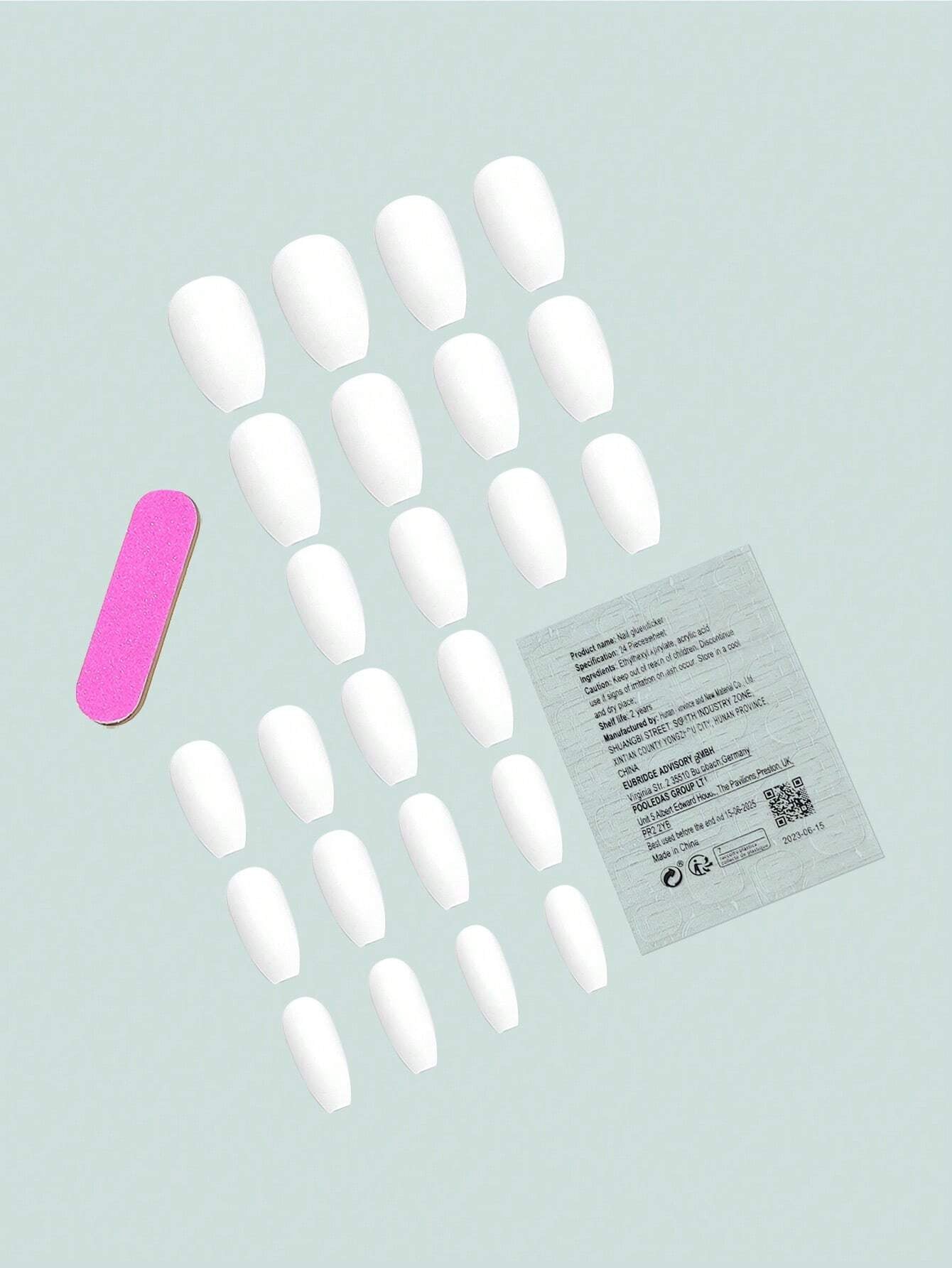 24Pcs/Set Medium Long Almond-Shaped Matte Solid Color Full Cover False Nails for Women and Girls