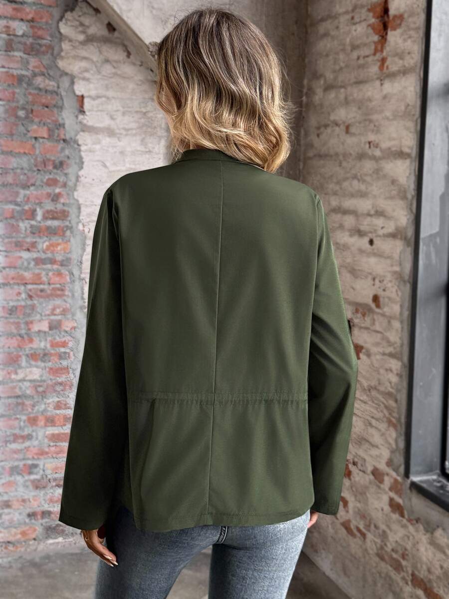 SHEIN EMERY ROSE معطف ترنش نسائي بخصر محدد بلون أخضر زيتوني