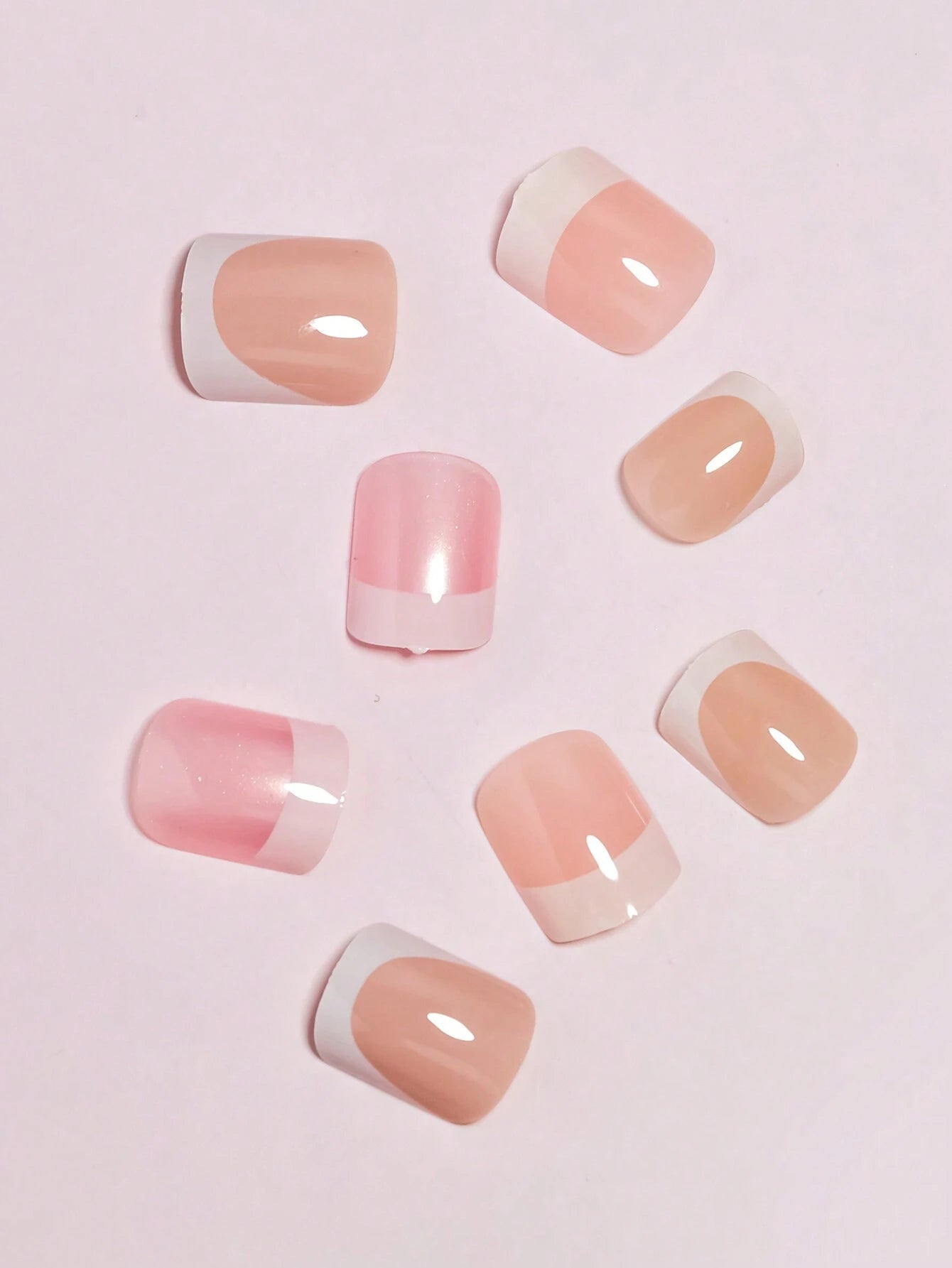 96Pcs(4Colors) Short Square Press on Nails Acrylic Short Fake Nails Full Cover Black and White French Designs Shiny Glue on Nails False Nail as Gift for Women and Girls with Storage Box