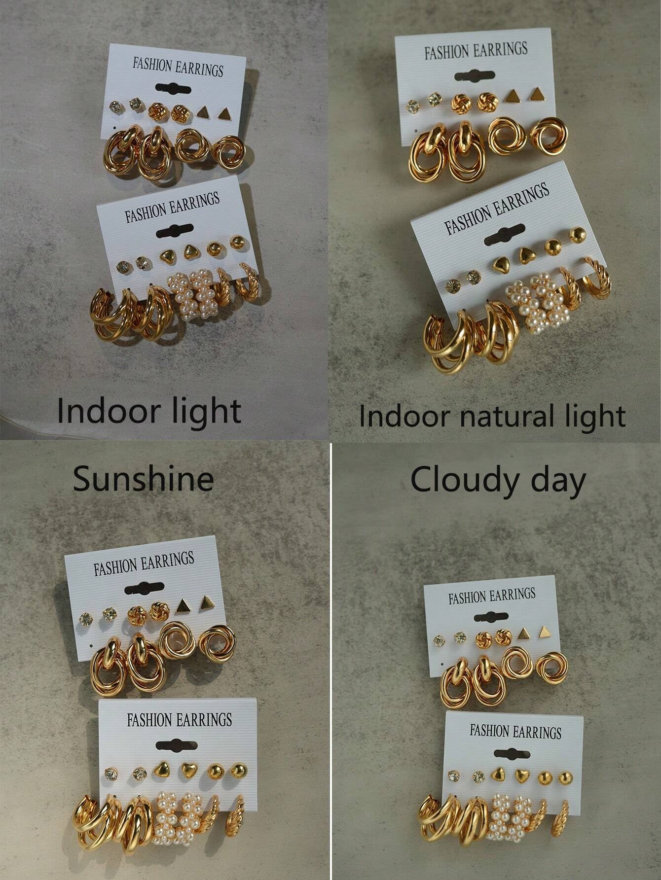 24Pcs Simple Rhinestone, Faux Pearl, Geometric Shape Metal Stud Earrings for Women, Suitable for Vacation, Date, Gift and Daily Wear