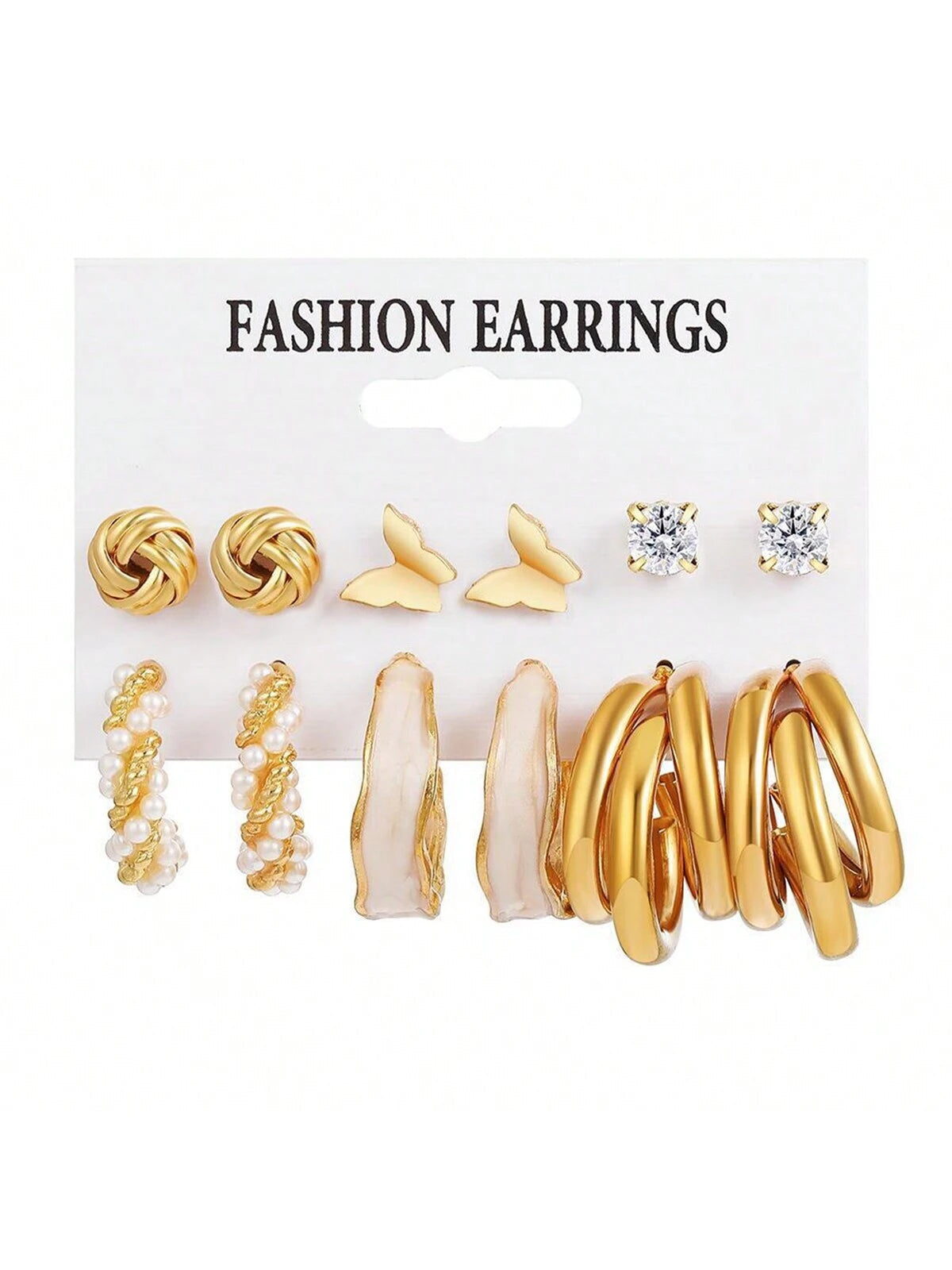 12Pairs/Set Leopard Print Multi-Layered Geometric Circle Butterfly Heart Stud Earrings Vintage Faux Pearl Twisted Dangle Earring Set