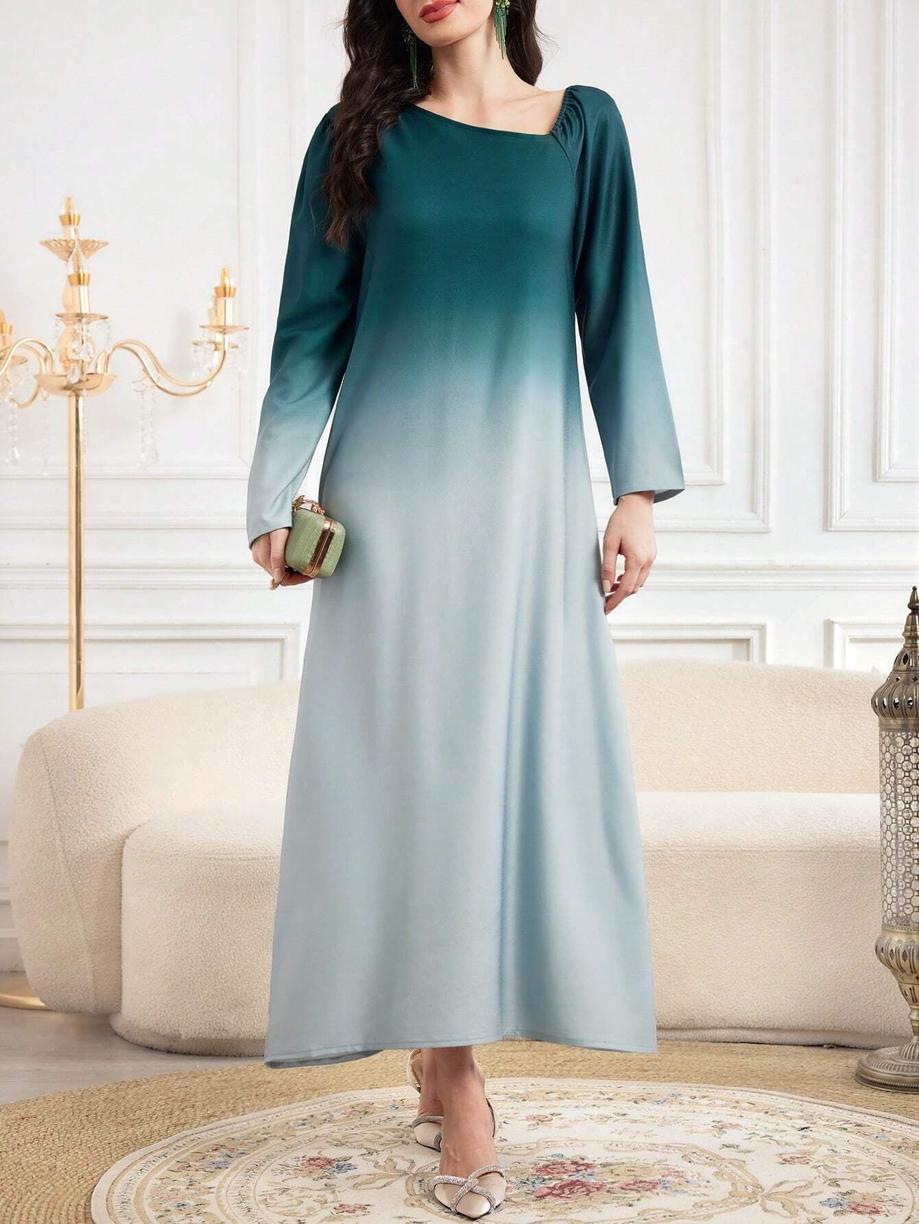 Modely Ombre Oblique Shoulder Women'S Dress