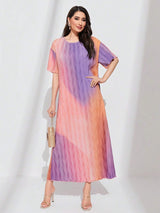 Mulvari Ombre Print Lettuce Trim Dress