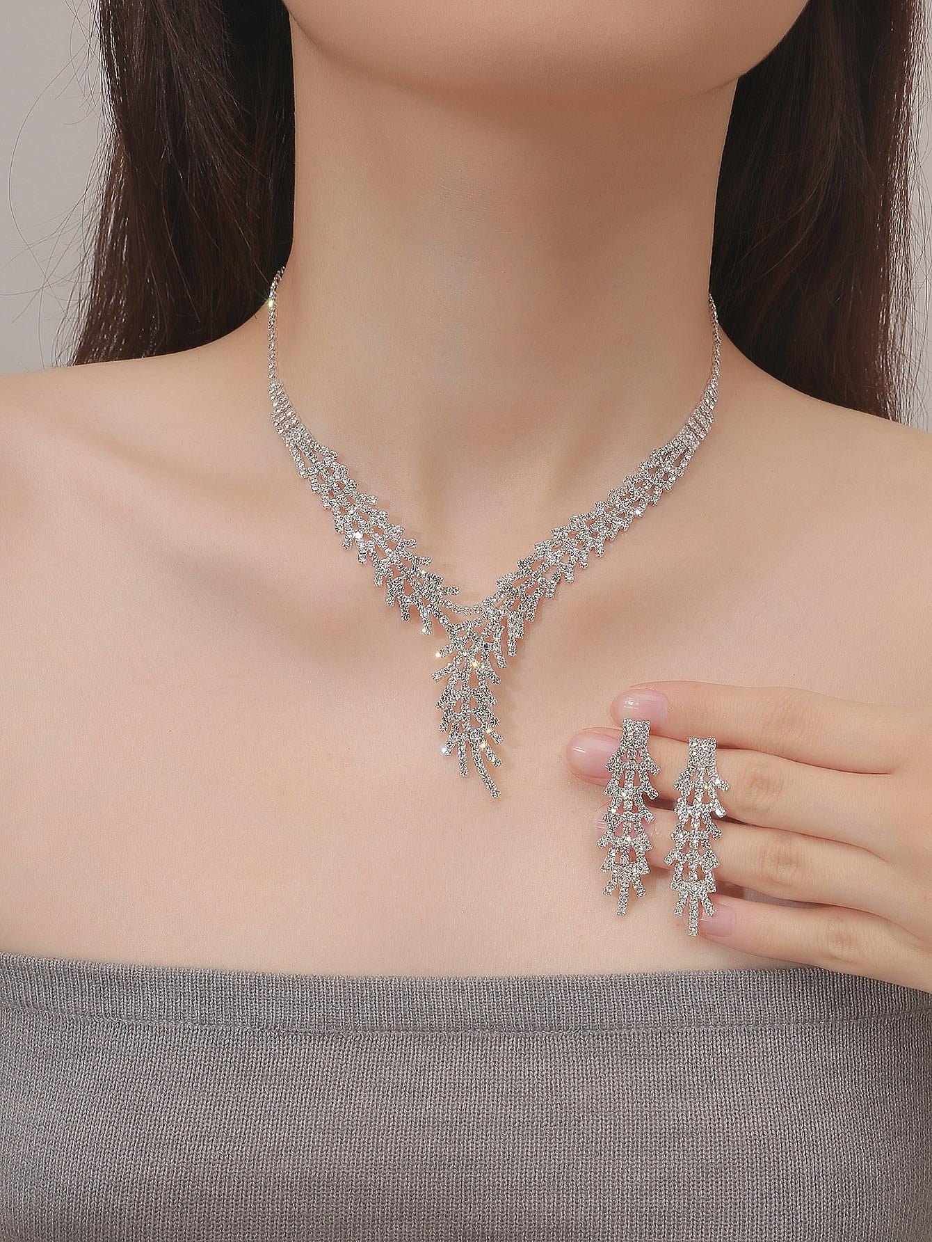 3Pcs/Set Rhinestone Decor Jewelry Set