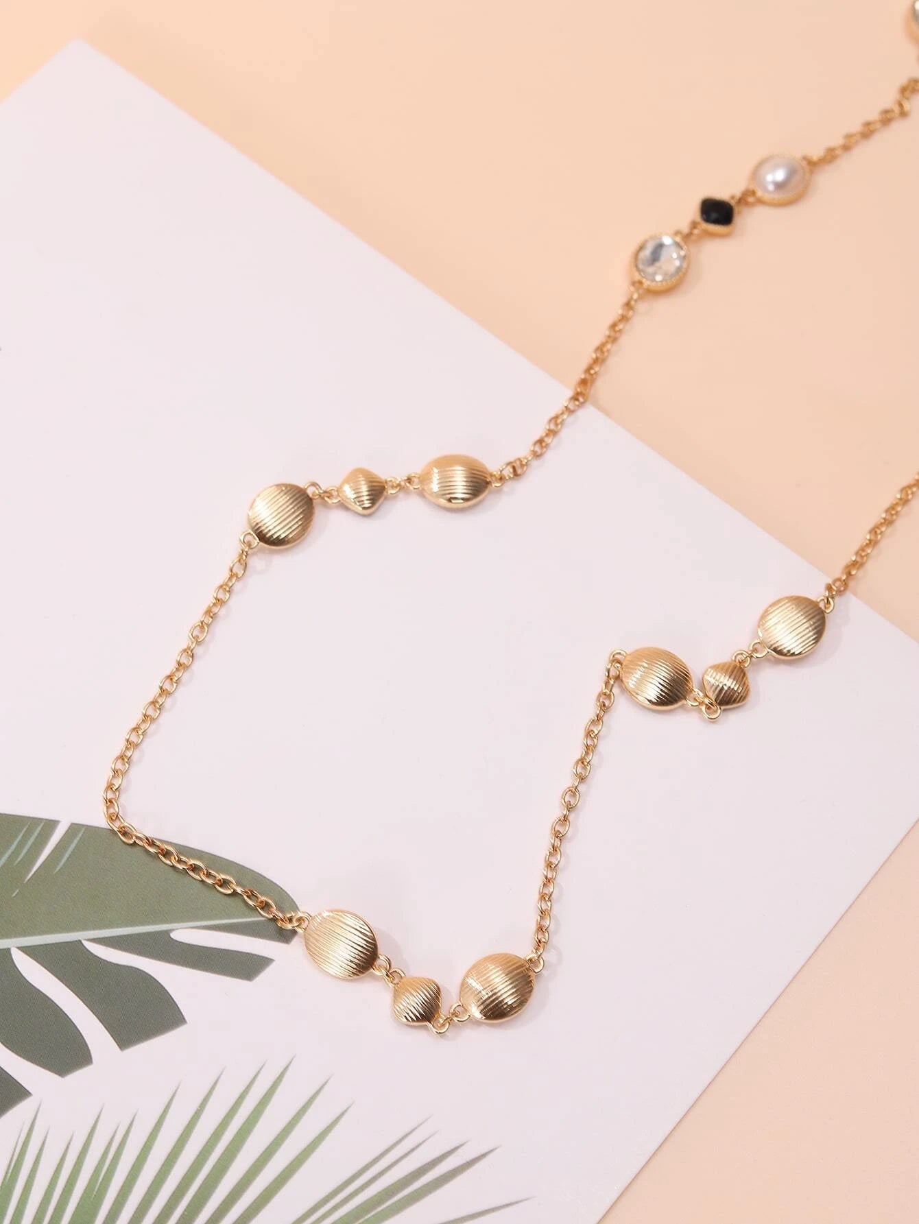 Rhinestone & Faux Pearl Decor Necklace