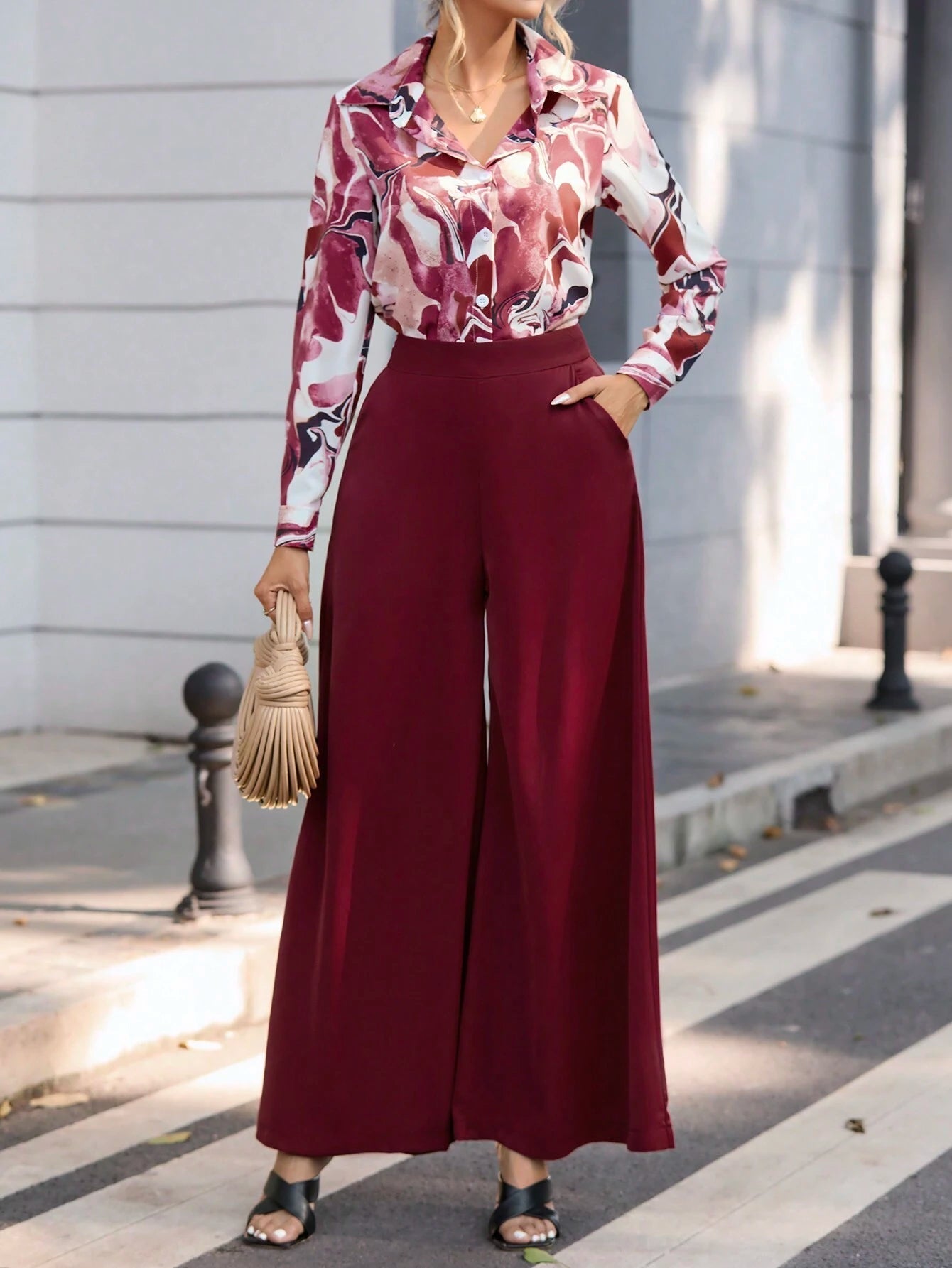 Privé Graphic Print Shirt & Wide Leg Pants