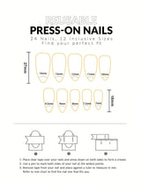 24Pcs Long Almond Press on Nails - Cool Metallic Chrome Champagne False Nails | Punk Metal Chrome Finish Medium Reusable Fake Nails in 12 Sizes - Nail Kits as Gift for Women and Girls & 1Sheet Tape & 1Pc Nail File