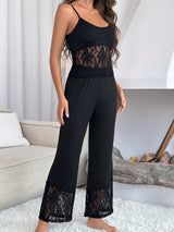 Ladies Lace Patchwork Cami Top and Shorts Sleepwear Set