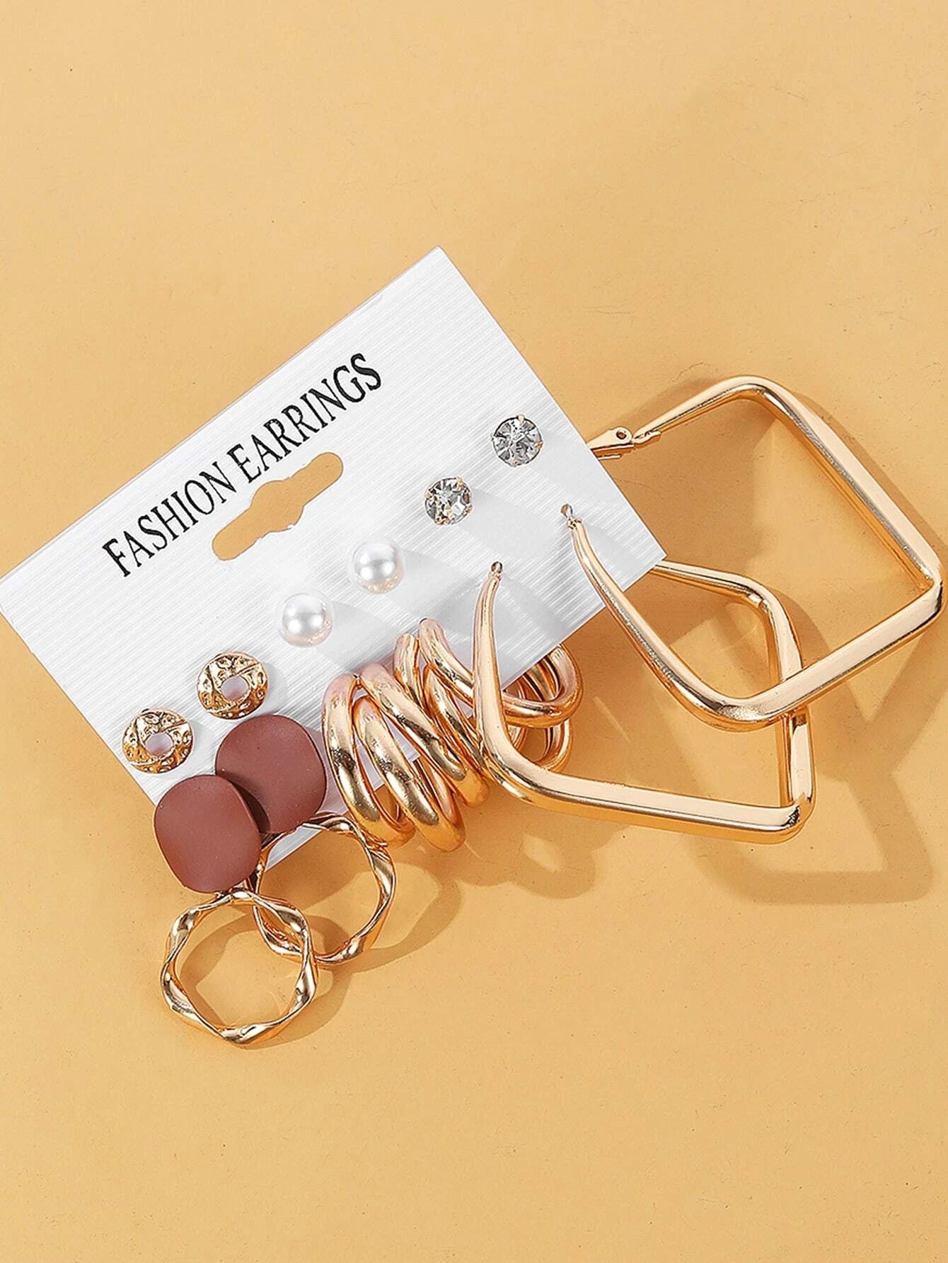 6Pairs Faux Pearl Decor Earrings