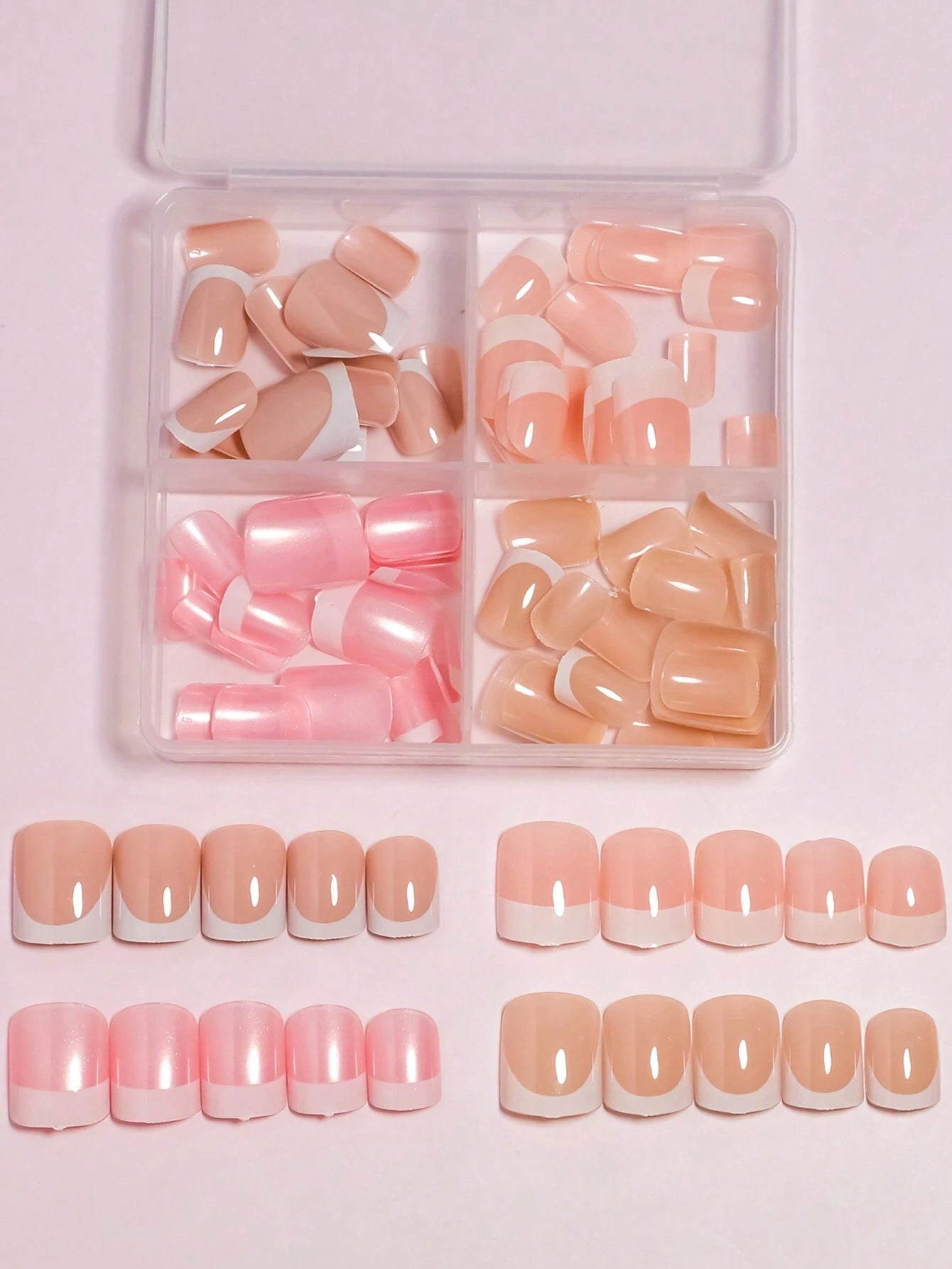 288Pcs(Mixed 12Colors) Long Almond Press on Nails Acrylic Medium Fake Nails Full Cover Solid Colors French Designs Shiny Glue on Nails False Nail as Gifts for Women and Girls with Storage Box