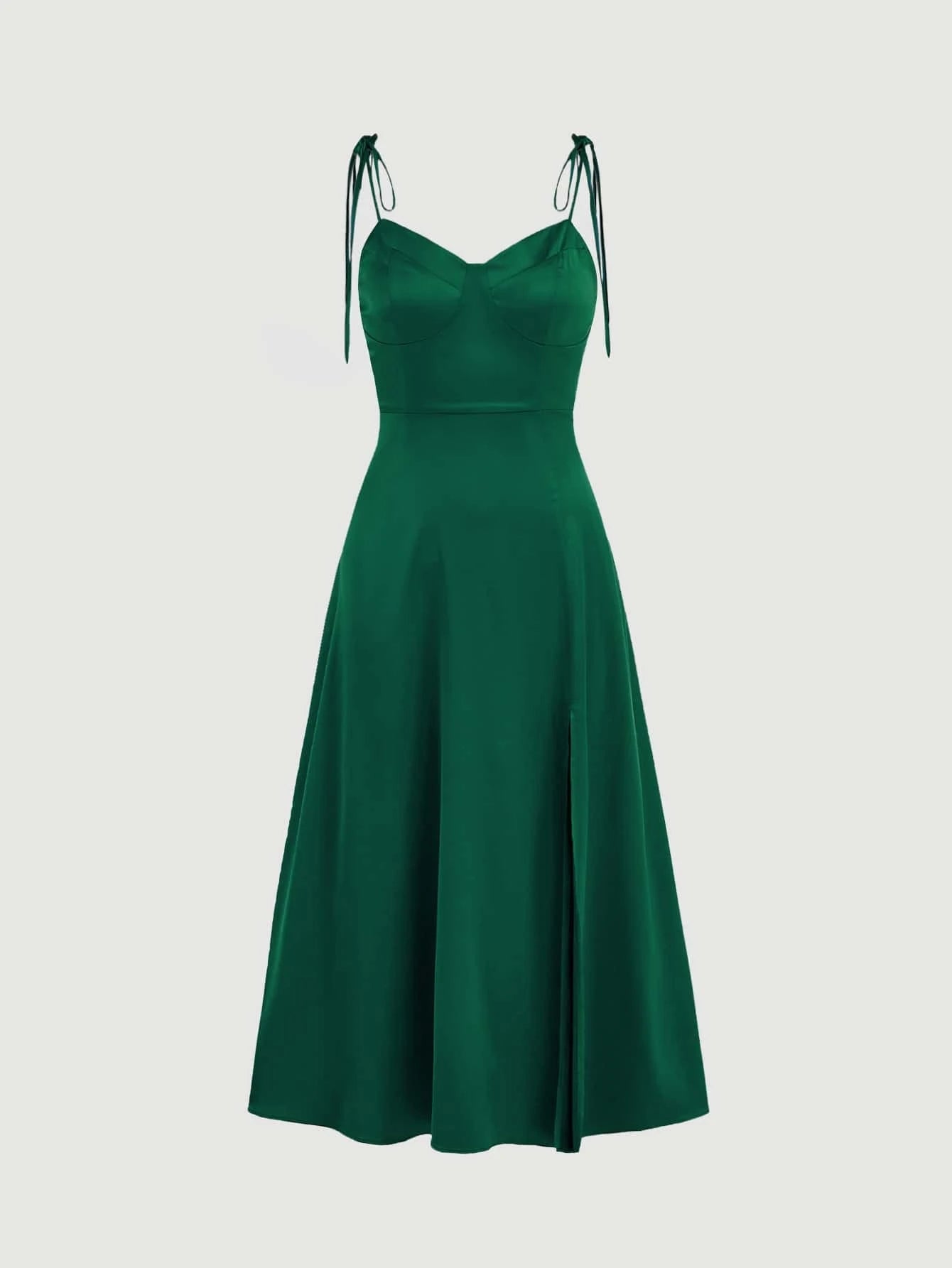Belle Satin Split Thigh Cami Dress