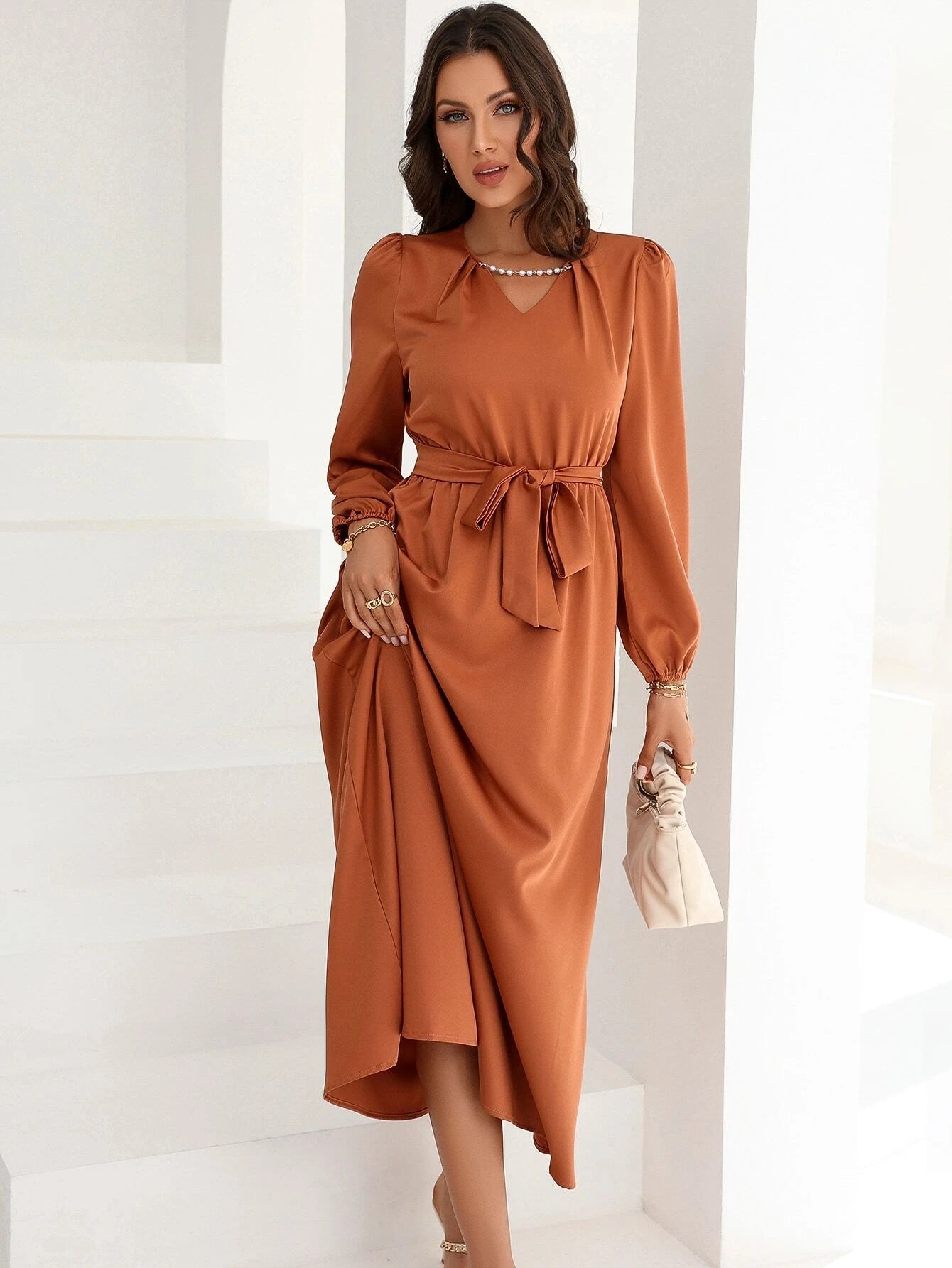 Modely Puff Sleeve Belted Dress