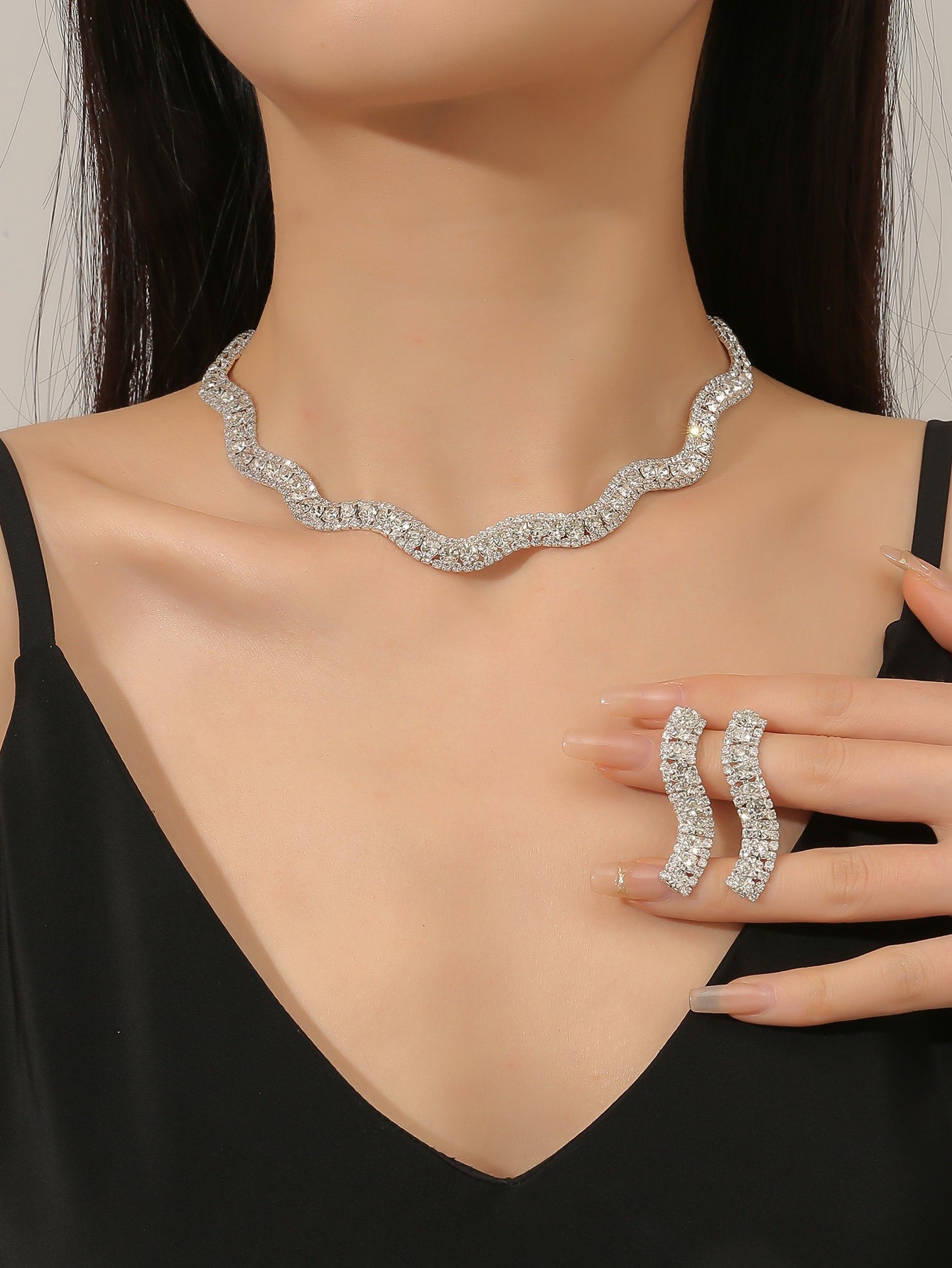 3Pcs/Set Rhinestone Decor Jewelry Set