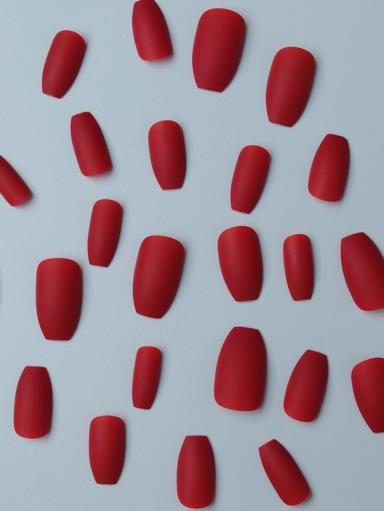 Instantly Upgrade Your Look with 24Pcs Short Coffin Red Matte Solid Fake Nail & 1Sheet Tape & 1Pc Nail File