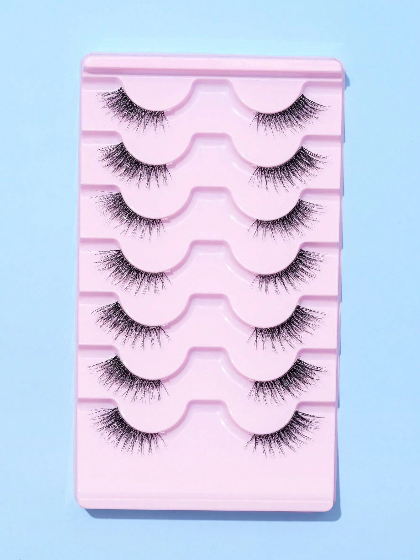 7Pairs/Set Natural Long 3D Crossed Transparent Stem False Eyelashes 5-13Mm
