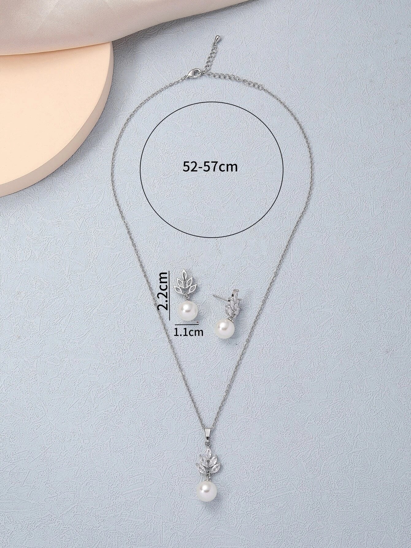 3Pcs Cubic Zirconia & Faux Pearl Decor Necklace & Earrings