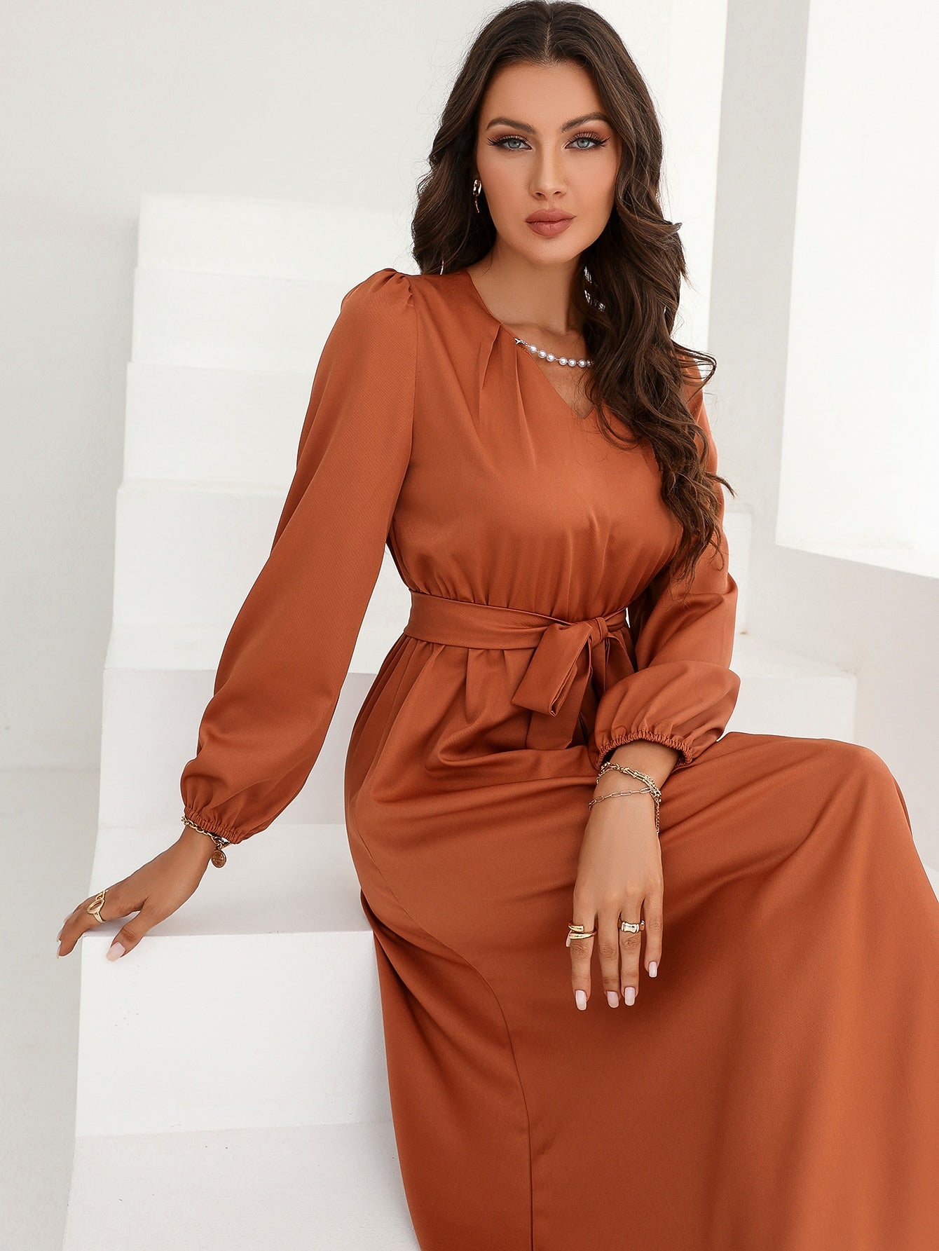 Modely Puff Sleeve Belted Dress