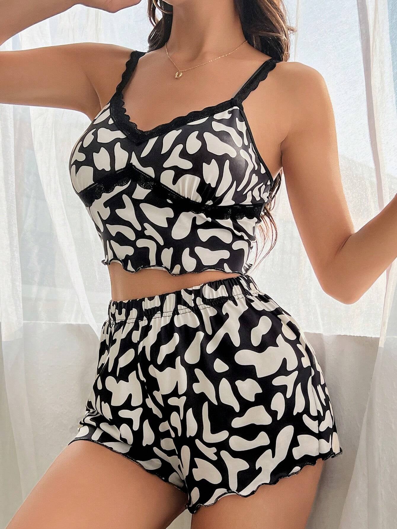Women'S Print Spaghetti Strap Pajama Set