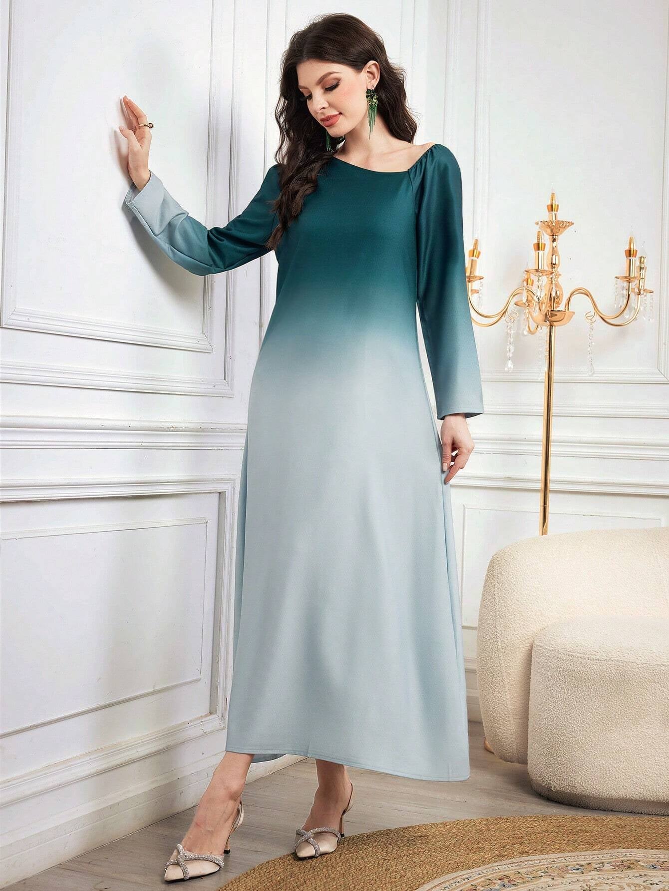 Modely Ombre Oblique Shoulder Women'S Dress