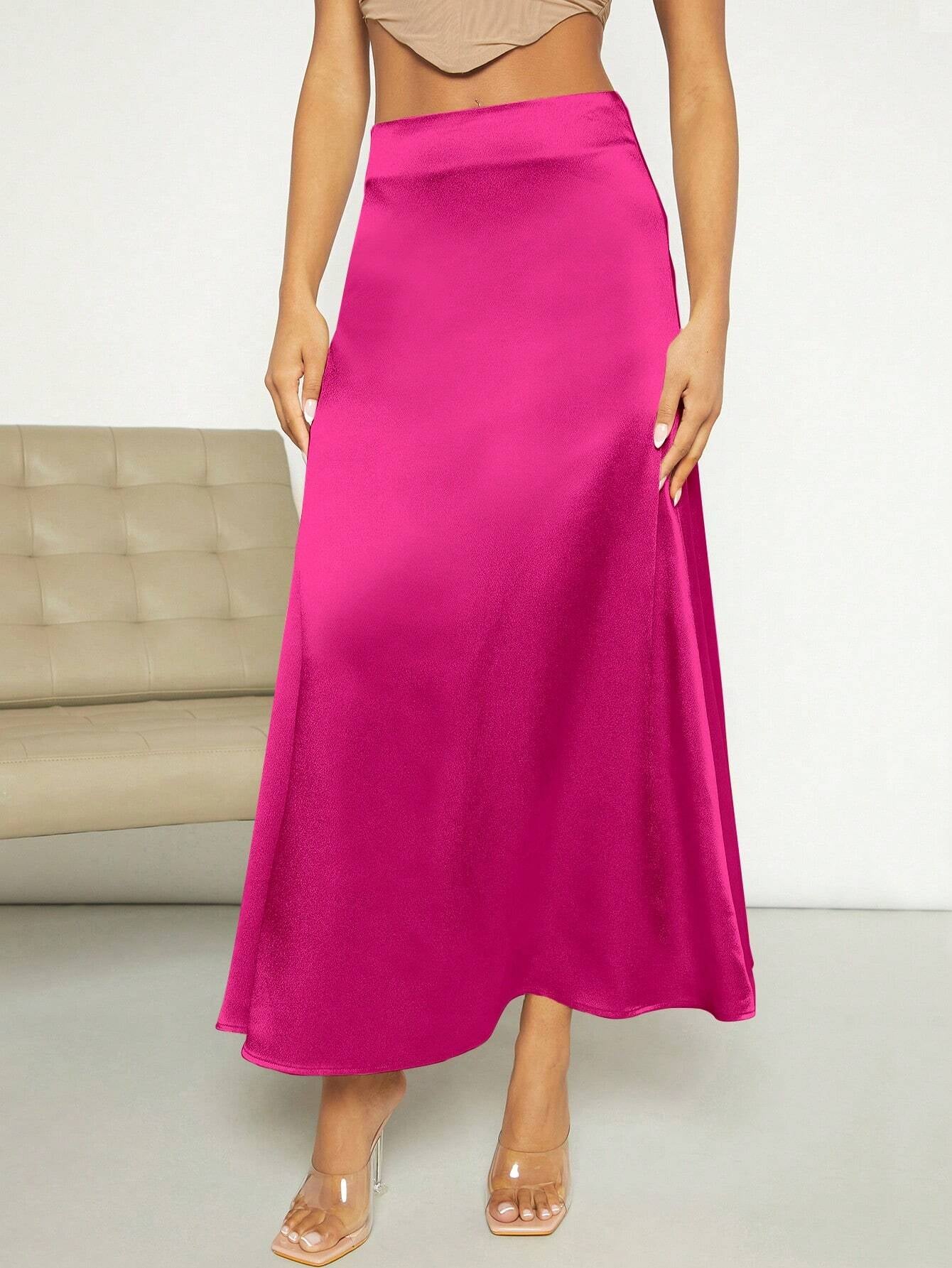Privé High Waist Satin A-Line Skirt