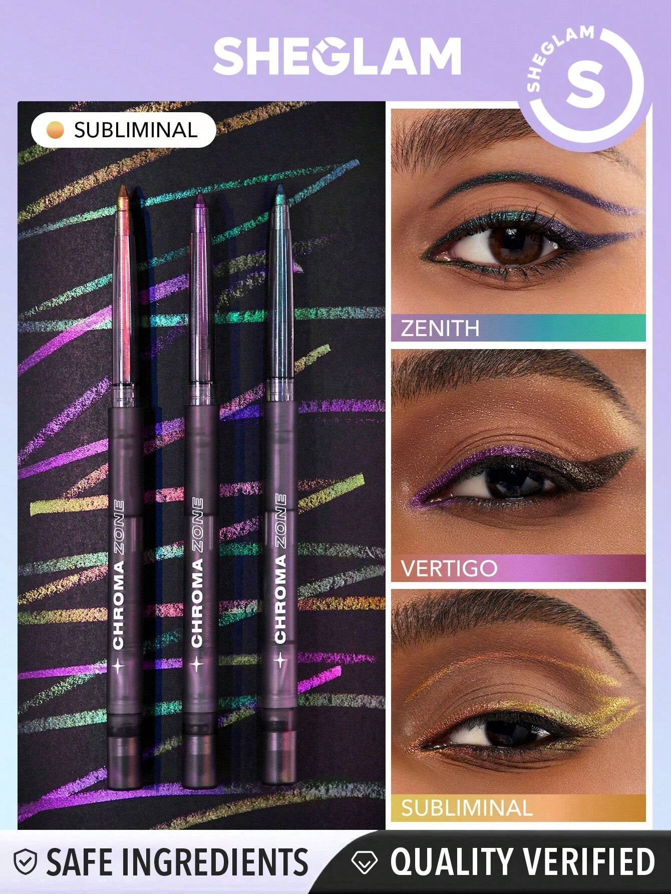 SHEGLAM Chroma Zone Multichrome Gel Liner-Subliminal Waterproof Shimmer Eyeliner Pencil Sweat-Proof Highly Pigmented Green Gold Cream Eyeliner Black Friday Winter Trending Y2K Eyeliner