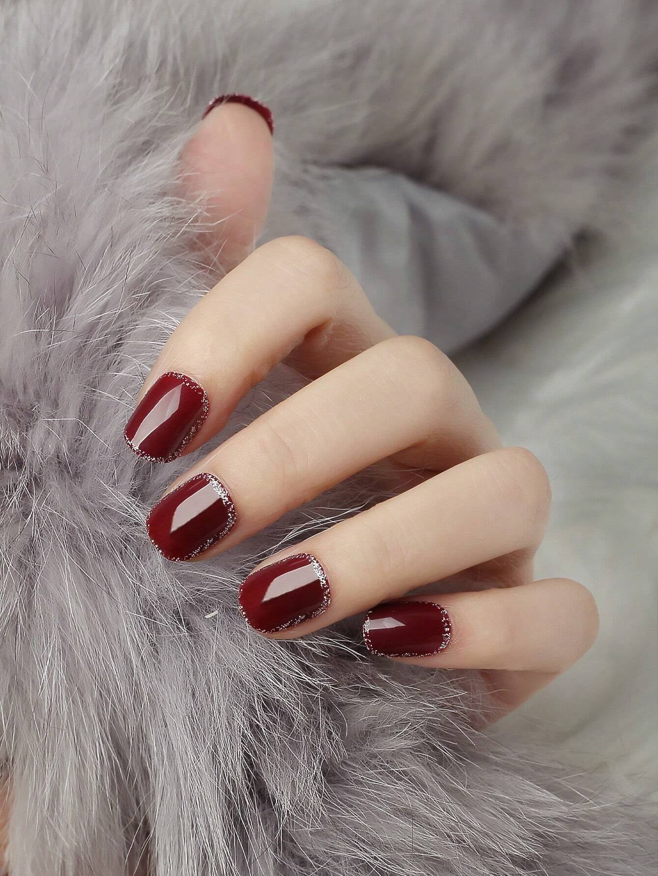 Instantly Upgrade Your Look with 24Pcs Short Coffin Red Matte Solid Fake Nail & 1Sheet Tape & 1Pc Nail File