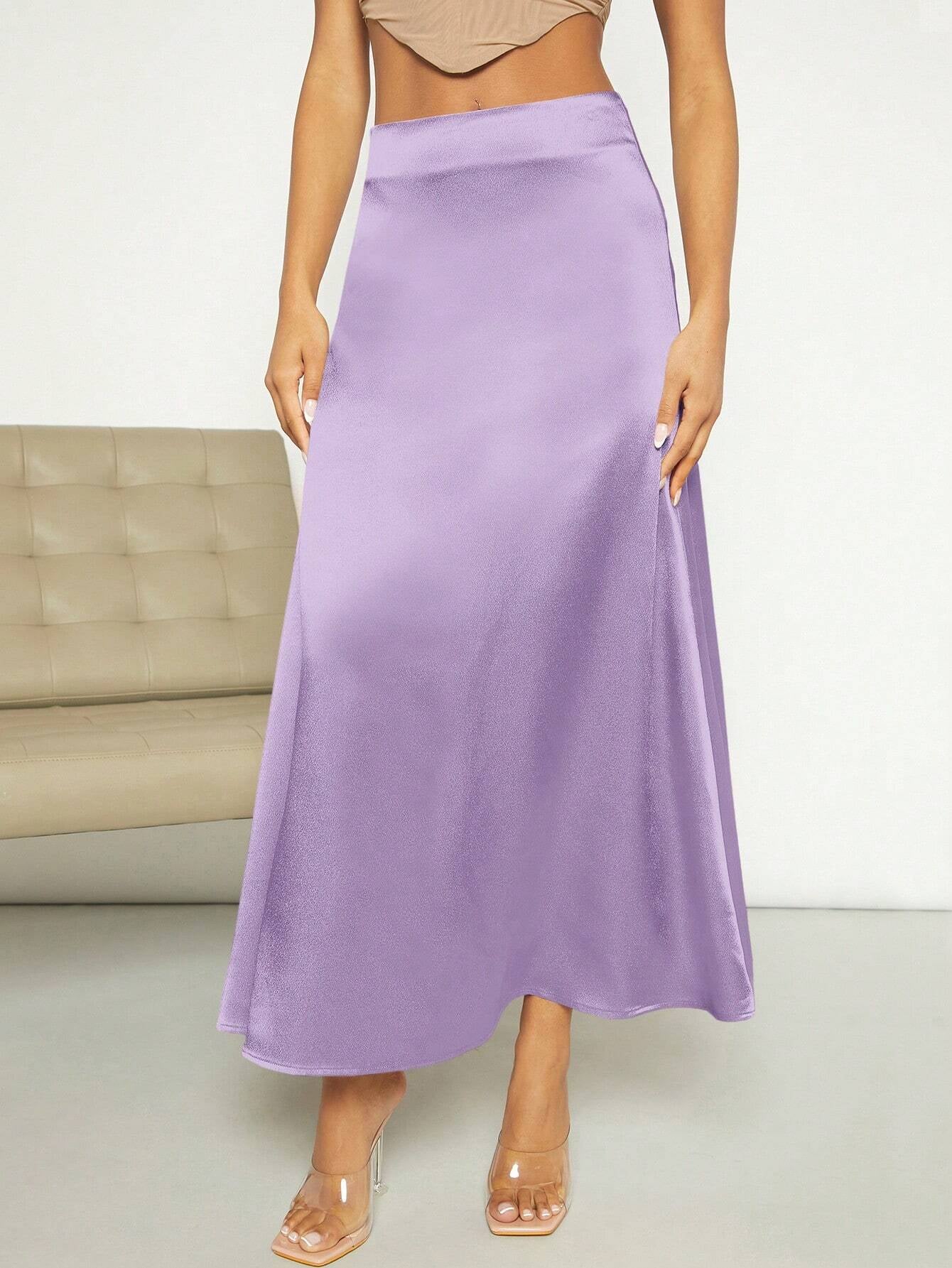 Privé High Waist Satin A-Line Skirt