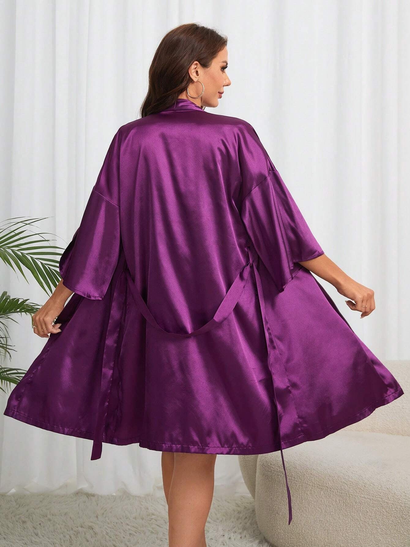 Women'S Satin Robe and Nightgown Homewear Set