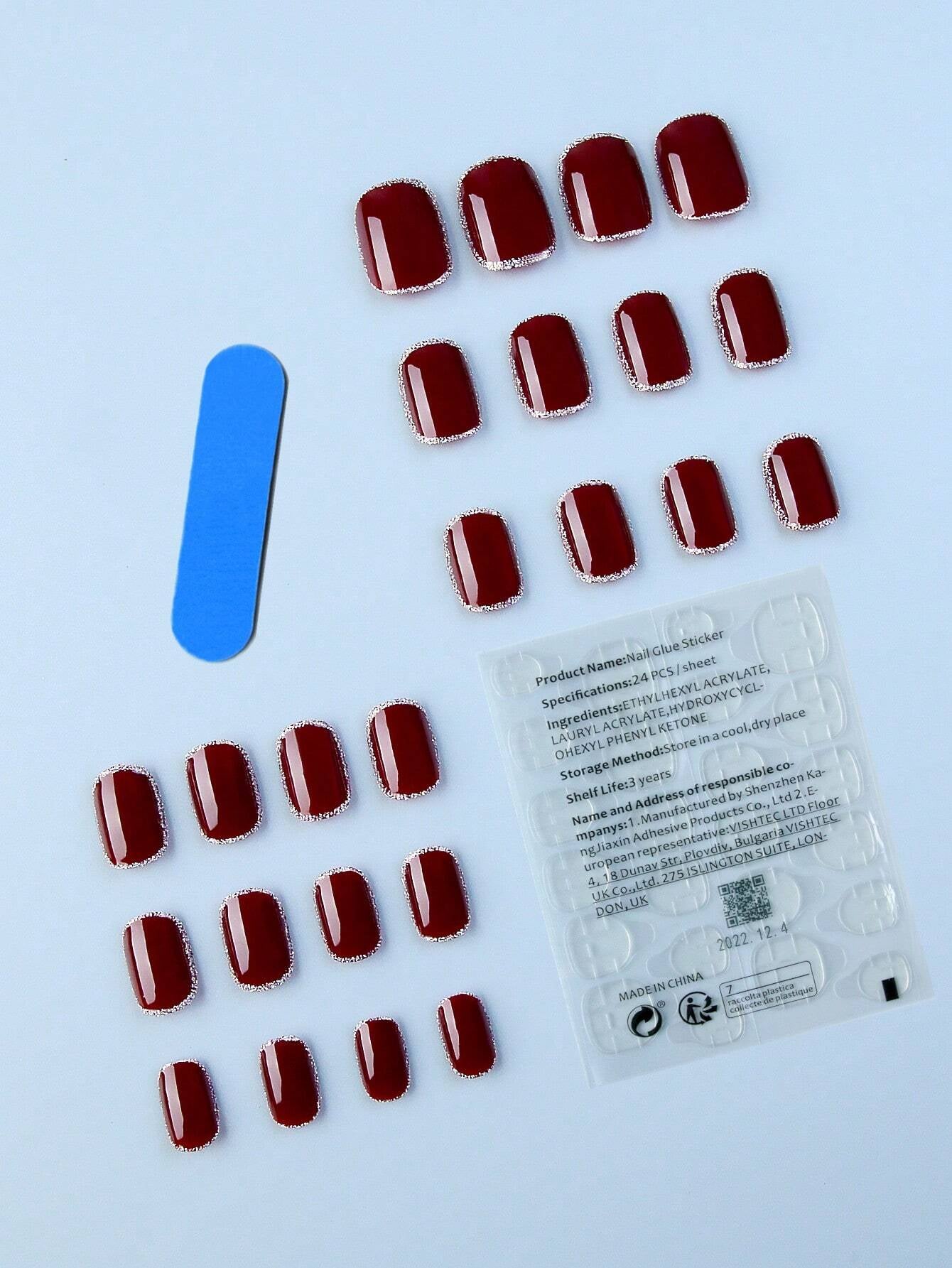 Instantly Upgrade Your Look with 24Pcs Short Coffin Red Matte Solid Fake Nail & 1Sheet Tape & 1Pc Nail File