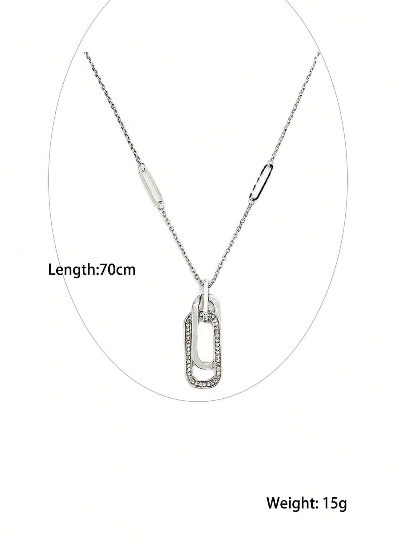 1Pc New Arrival Simple Geometric Pendant Necklace with Rhinestone Detail