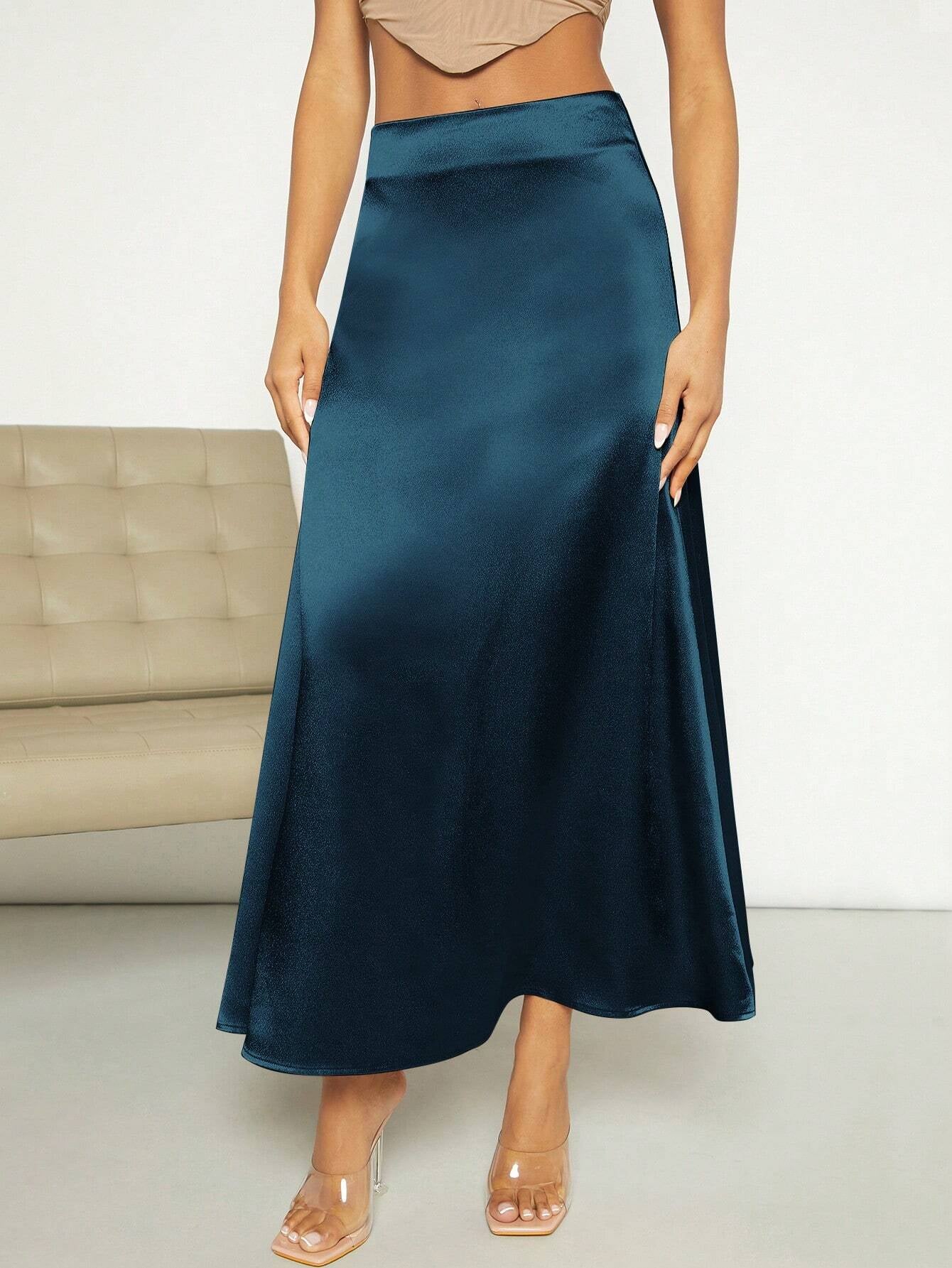 Privé High Waist Satin A-Line Skirt