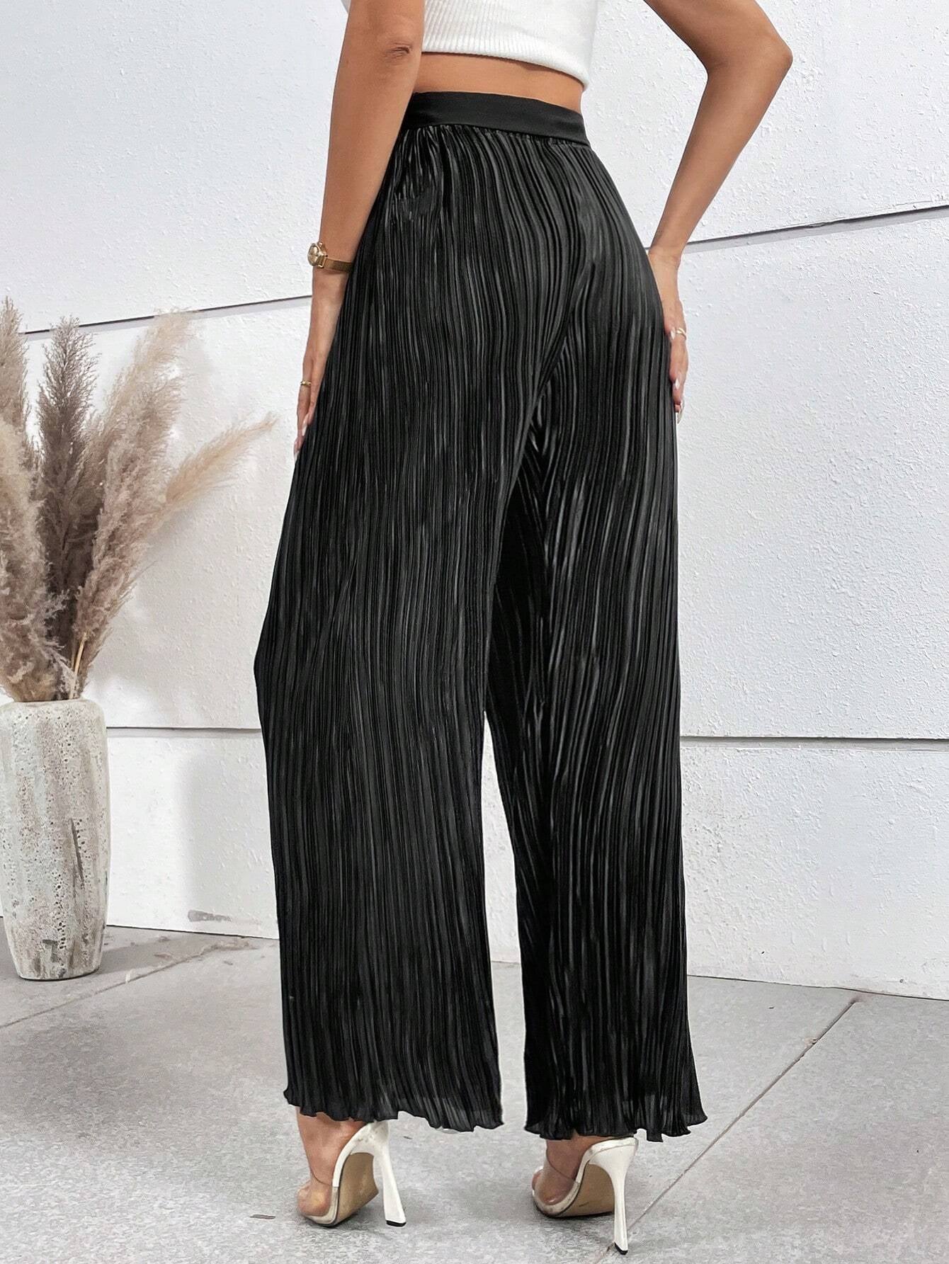 Privé Women'S Tie Waisted Pleated Wide Leg Pants