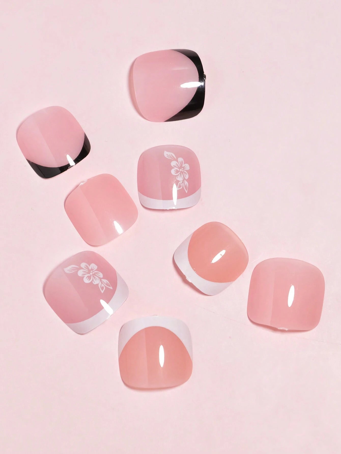 4Packs(96Piece)-Purple/Peach Pink/Sliver/Red Glitter with UV Coating Toenails