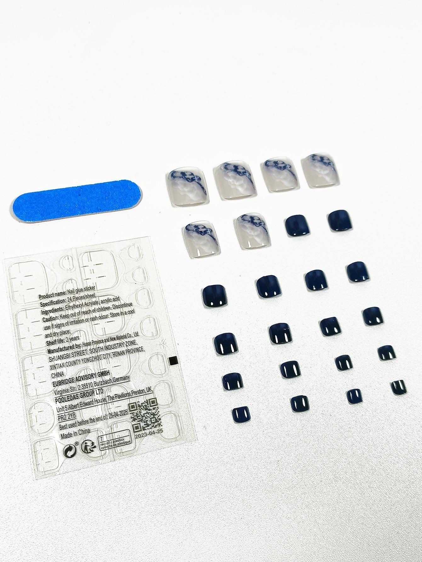 Upgrade Your Look with 24Pcs Short Square Sheer Full Cover Fake Toenail Press-On Pedicure Gel Nails Kit