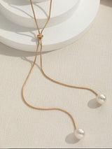 1Pc Fashionable and Versatile Adjustable Pull-Cord Long Faux Pearl Necklace for Women