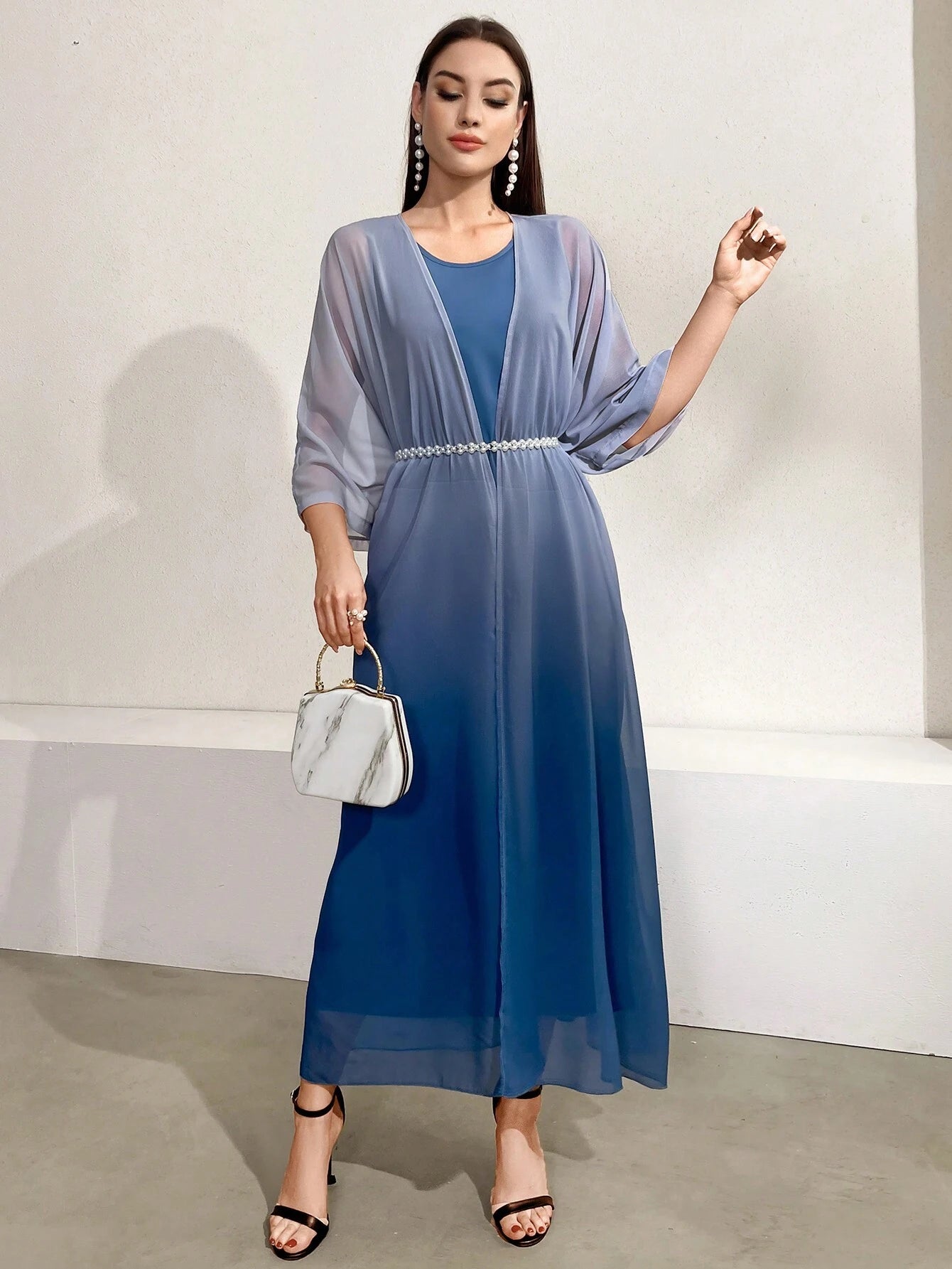 Modely Women'S 3/4 Sleeve Coat and Sleeveless Dress 2Pcs/Set