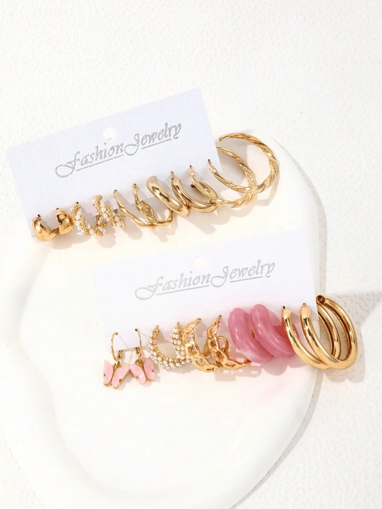 10Pairs Butterfly & Faux Pearl Decor Earrings