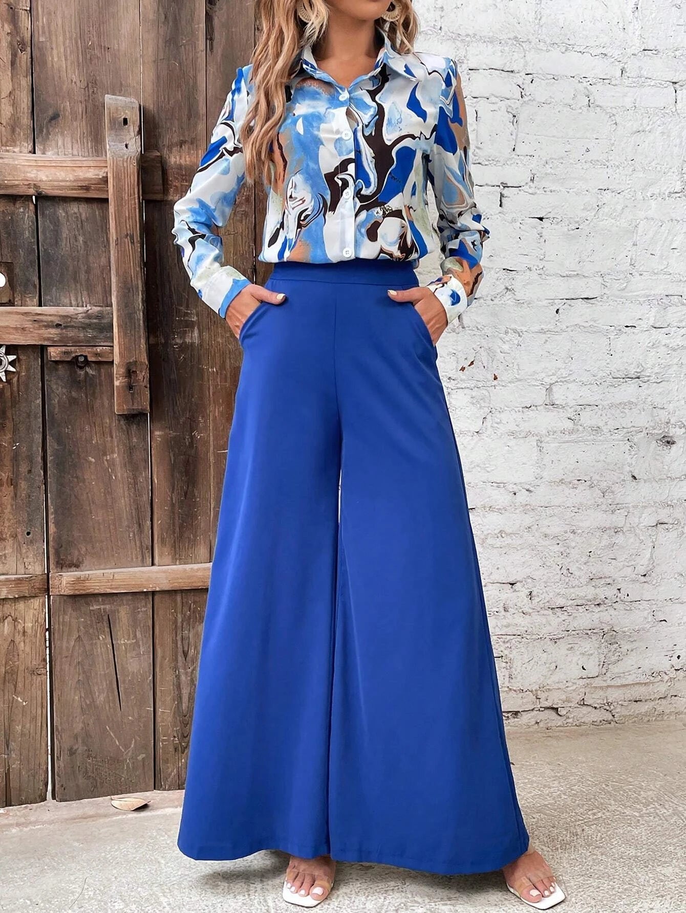 Privé Graphic Print Shirt & Wide Leg Pants